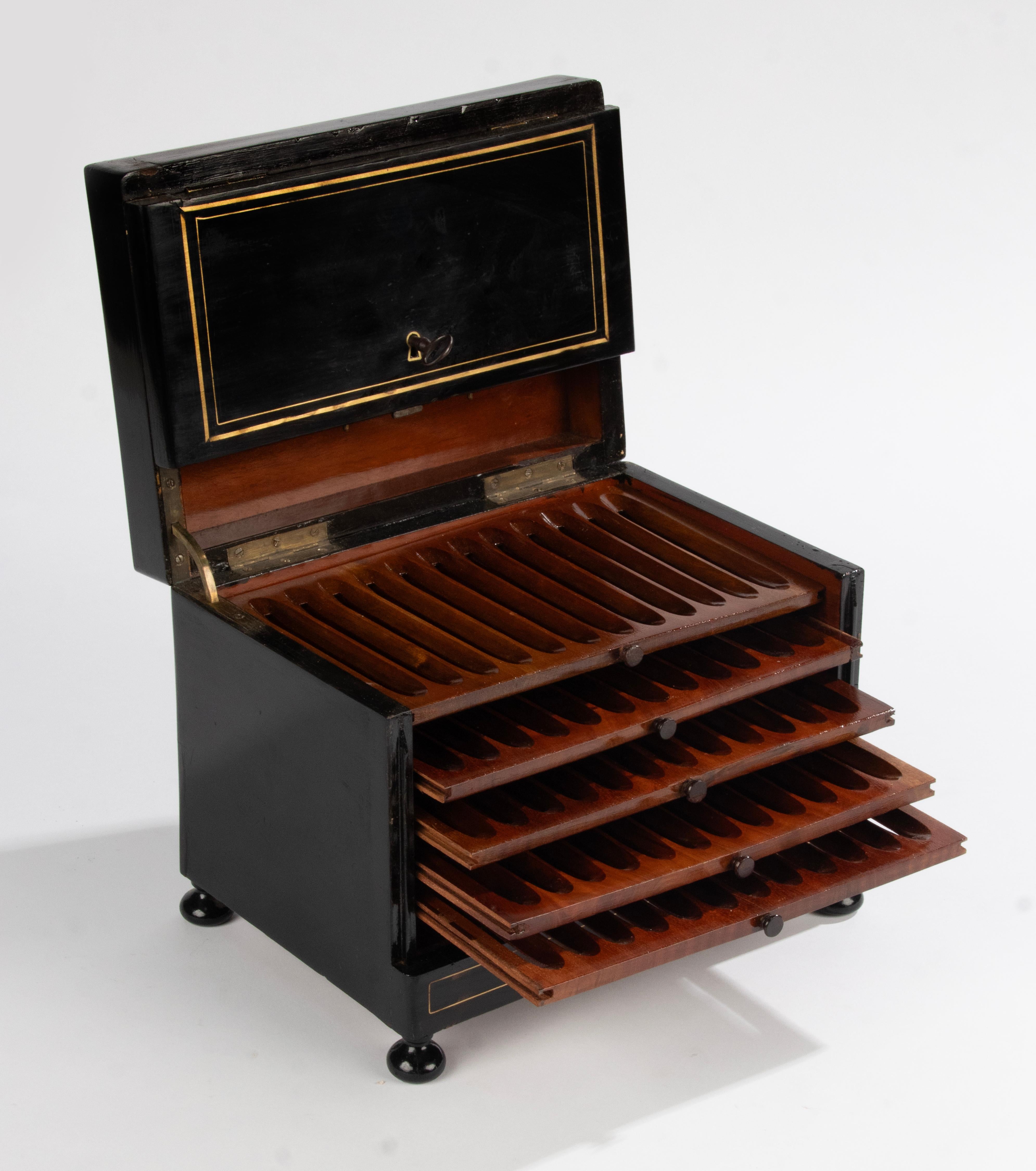 Late 19th Century Napoleon III Ebonized Cigar Cabinet For Sale 11