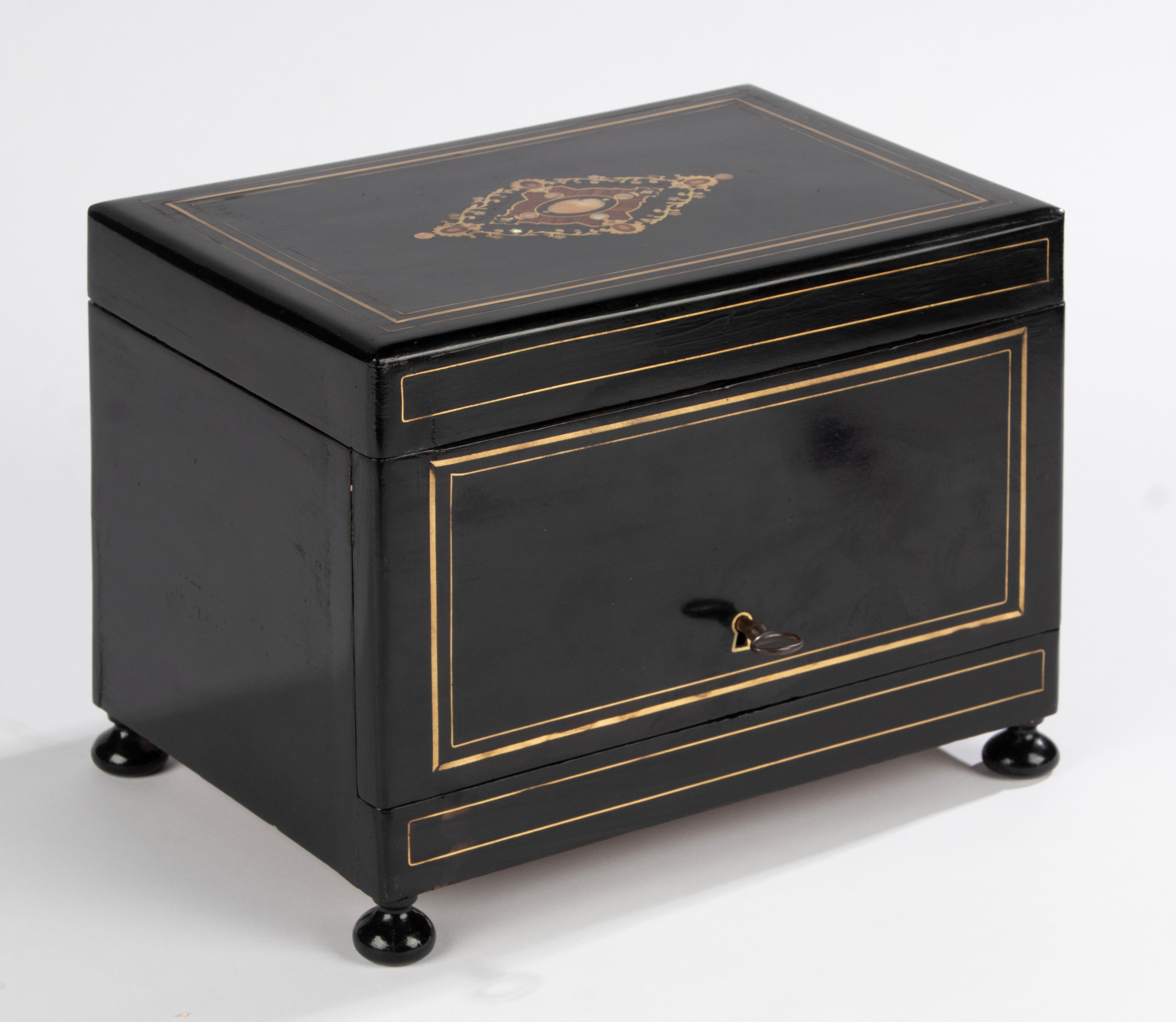 Late 19th Century Napoleon III Ebonized Cigar Cabinet For Sale 3