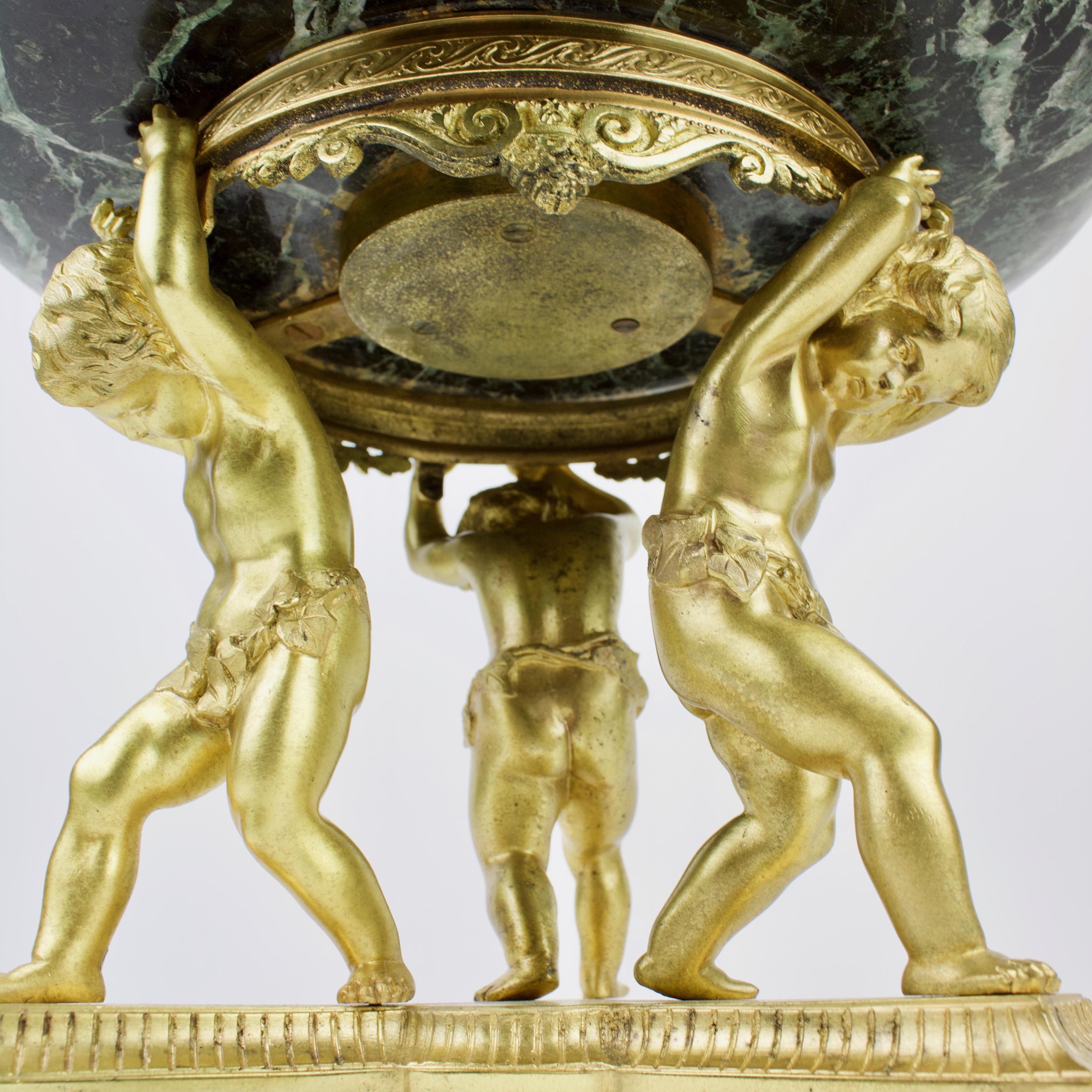 Late 19th Century Napoleon III Empire Gilt Bronze Putti and Marble Centerpiece For Sale 5