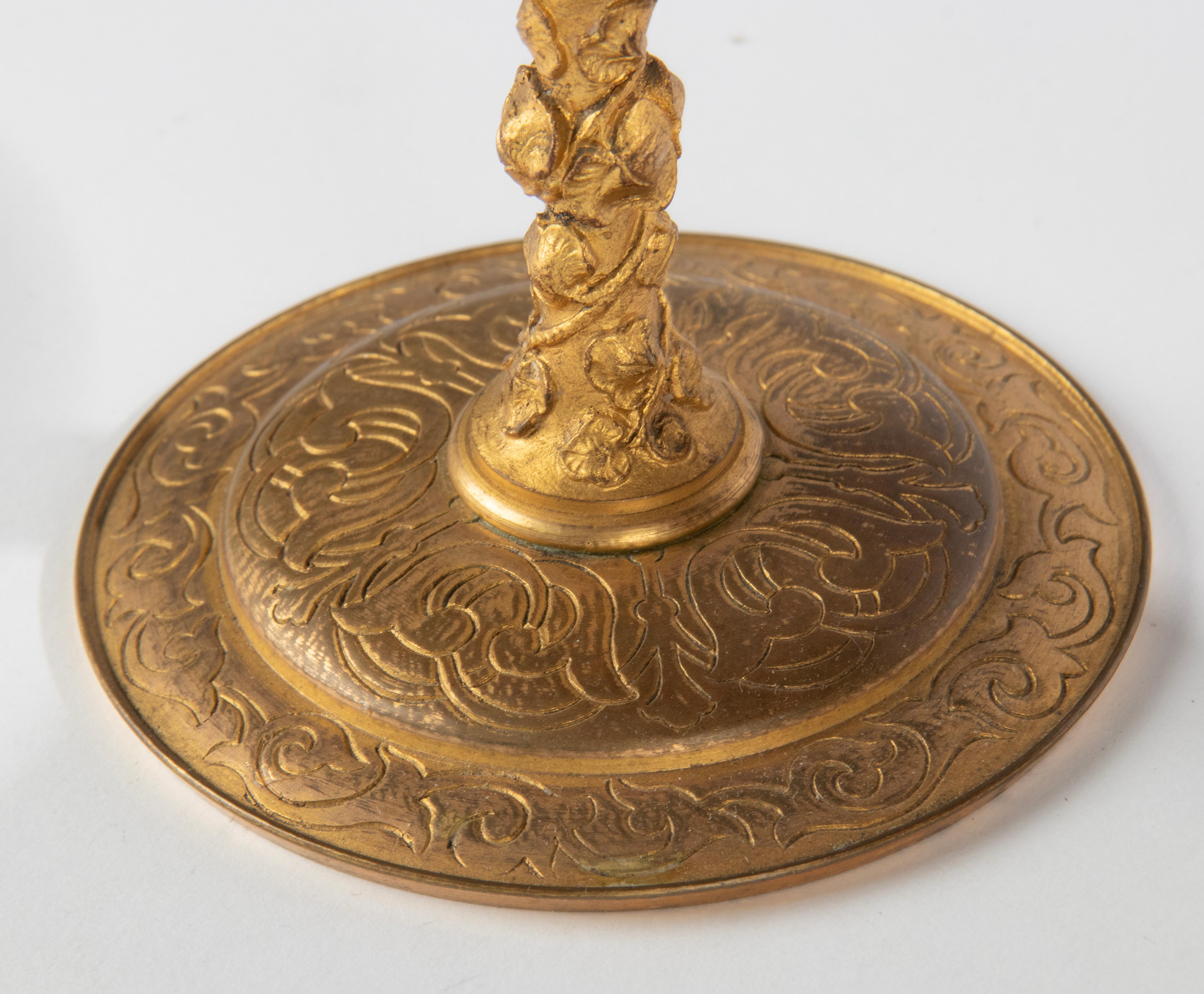 Napoleon III. Goldbronze-Kerzenständer Griotte-Marmorschalen aus dem späten 19. Jahrhundert (Mittleres 19. Jahrhundert) im Angebot