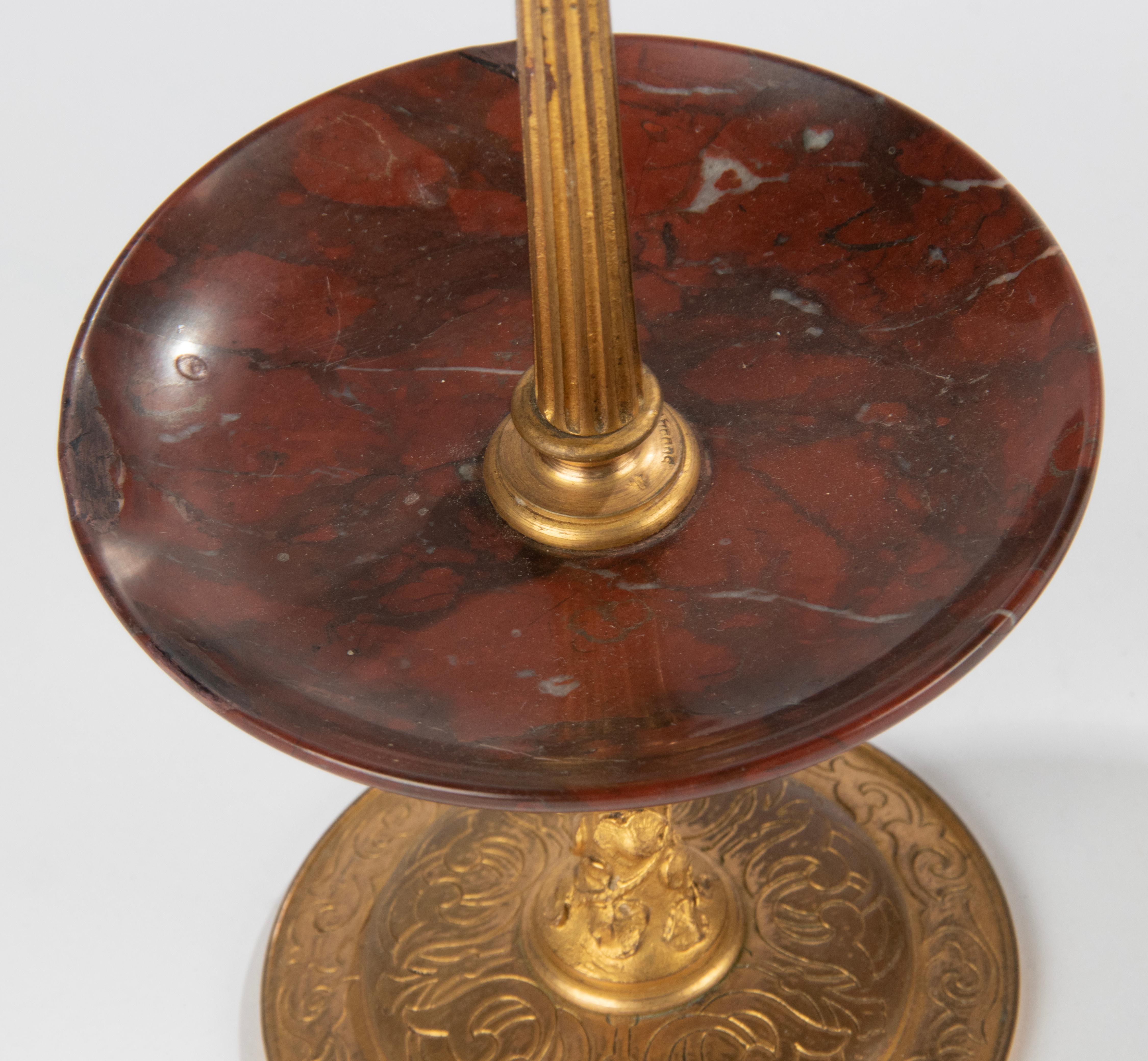 Napoleon III. Goldbronze-Kerzenständer Griotte-Marmorschalen aus dem späten 19. Jahrhundert im Angebot 1