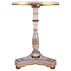 Used Late 19th Century Napoleon III Painted Porcelain Pedestal Circular Table, France