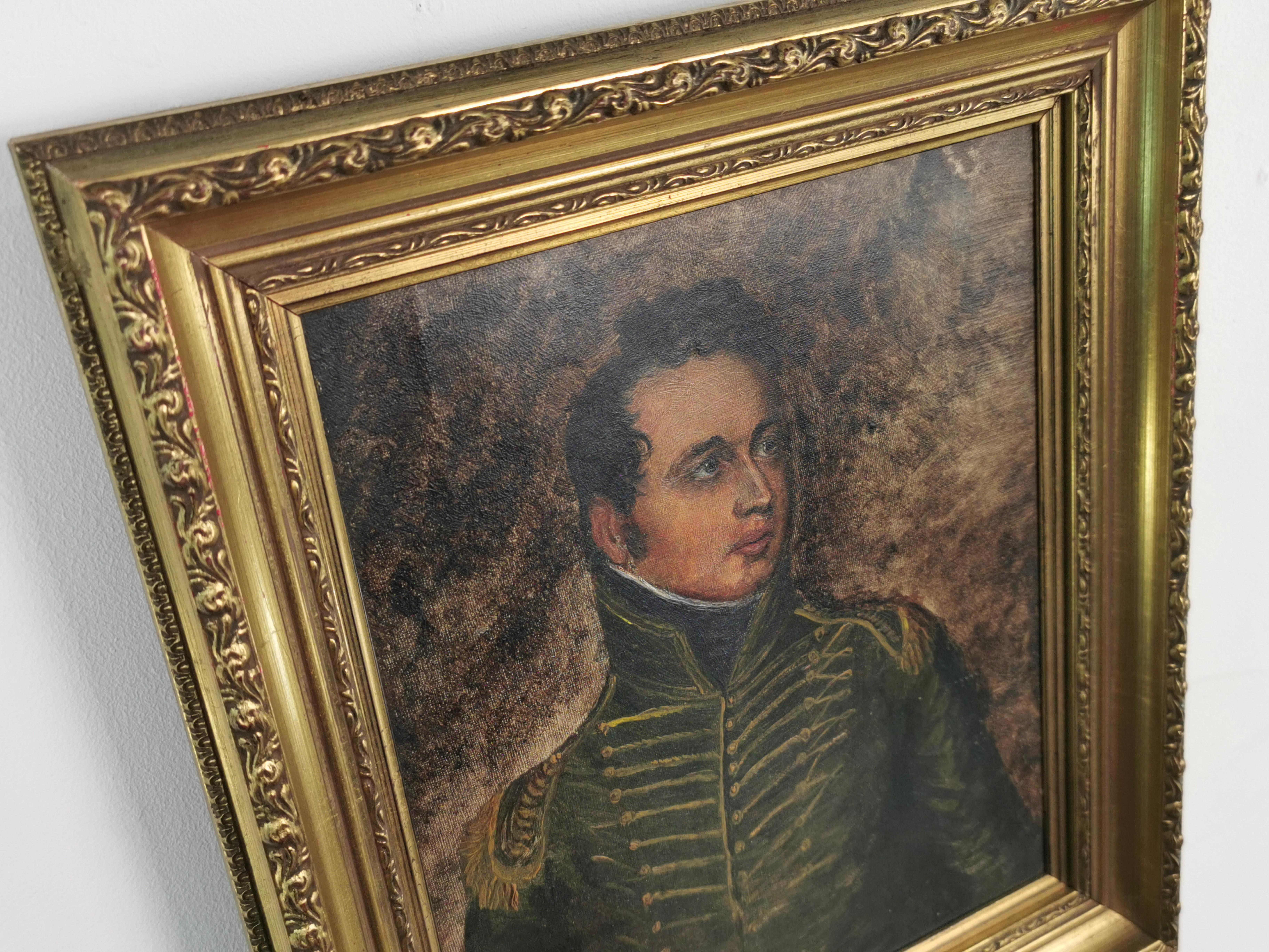 Canvas Late 19th Century Napoleonic Gentleman in a Military Uniform Painting For Sale
