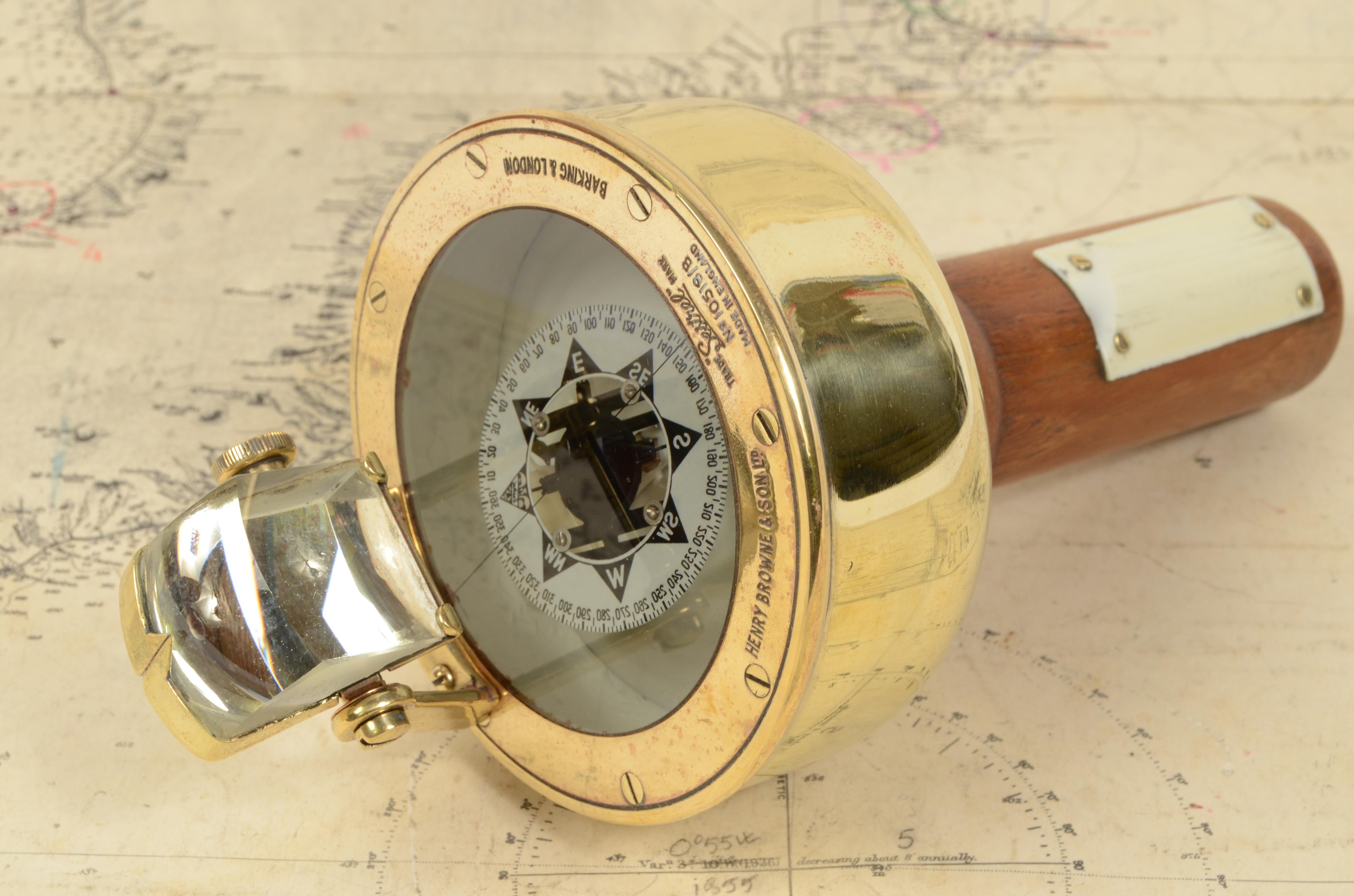 Late 19th Century Nautical Hand-Held Magnetic Bearing Compass H. Browne Sestrel 3