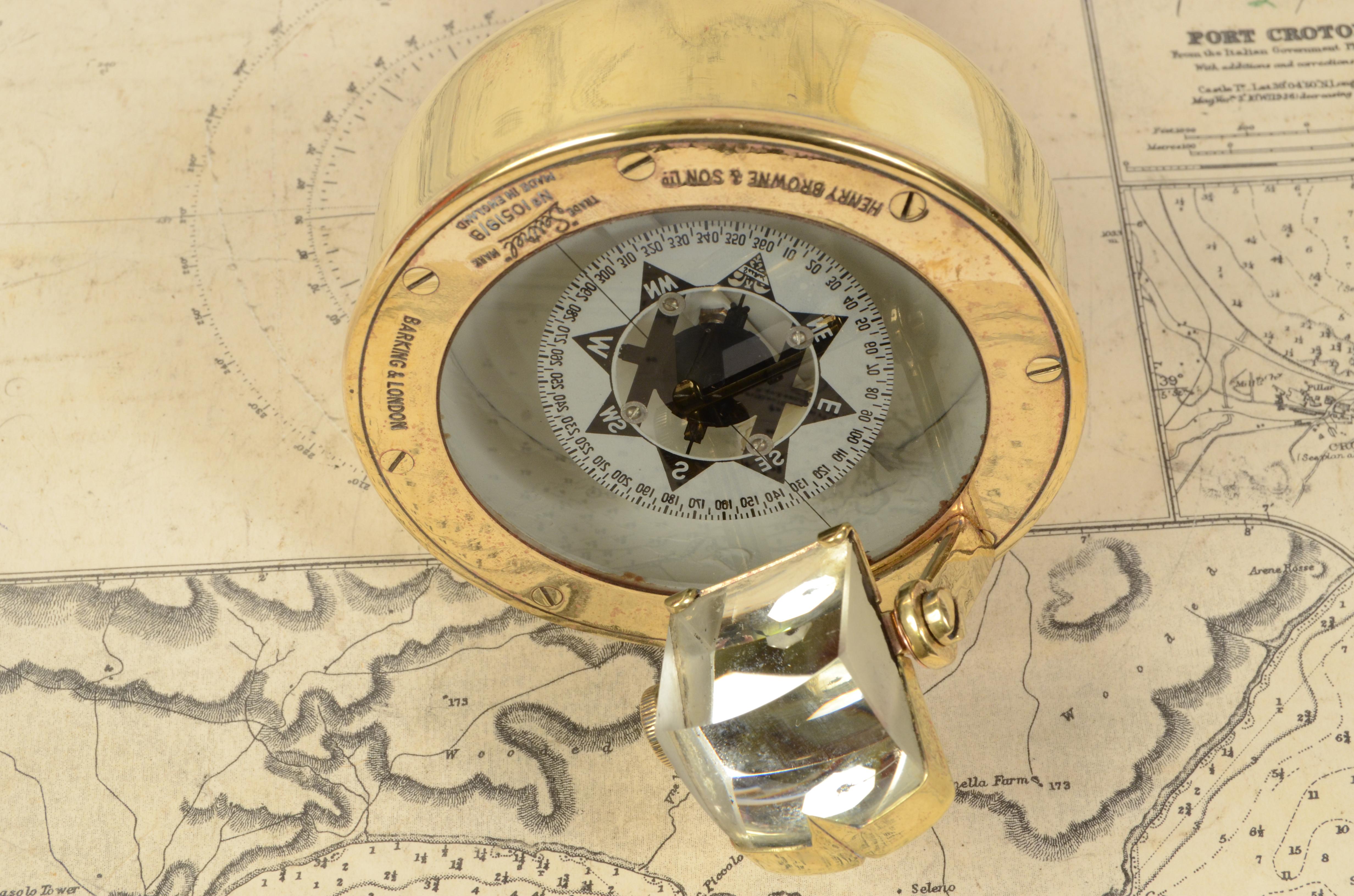 Late 19th Century Nautical Hand-Held Magnetic Bearing Compass H. Browne Sestrel 6