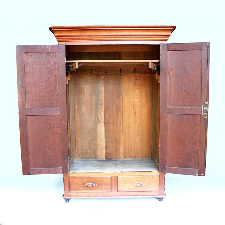 Late 19th Century Neoclassical Primitive Wardrobe Armoire in Solid