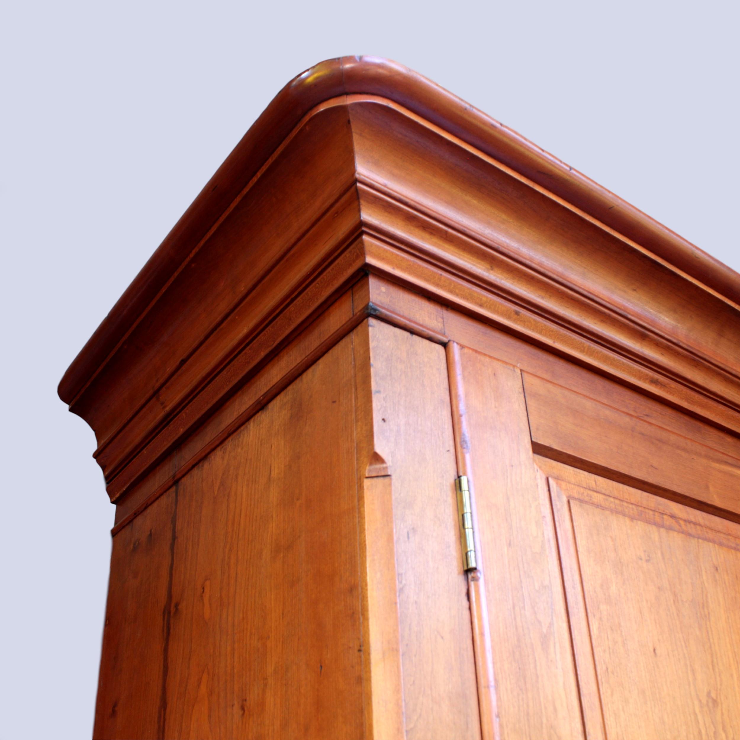 Carved Late 19th Century Neoclassical Primitive Wardrobe Armoire in Solid Cherry