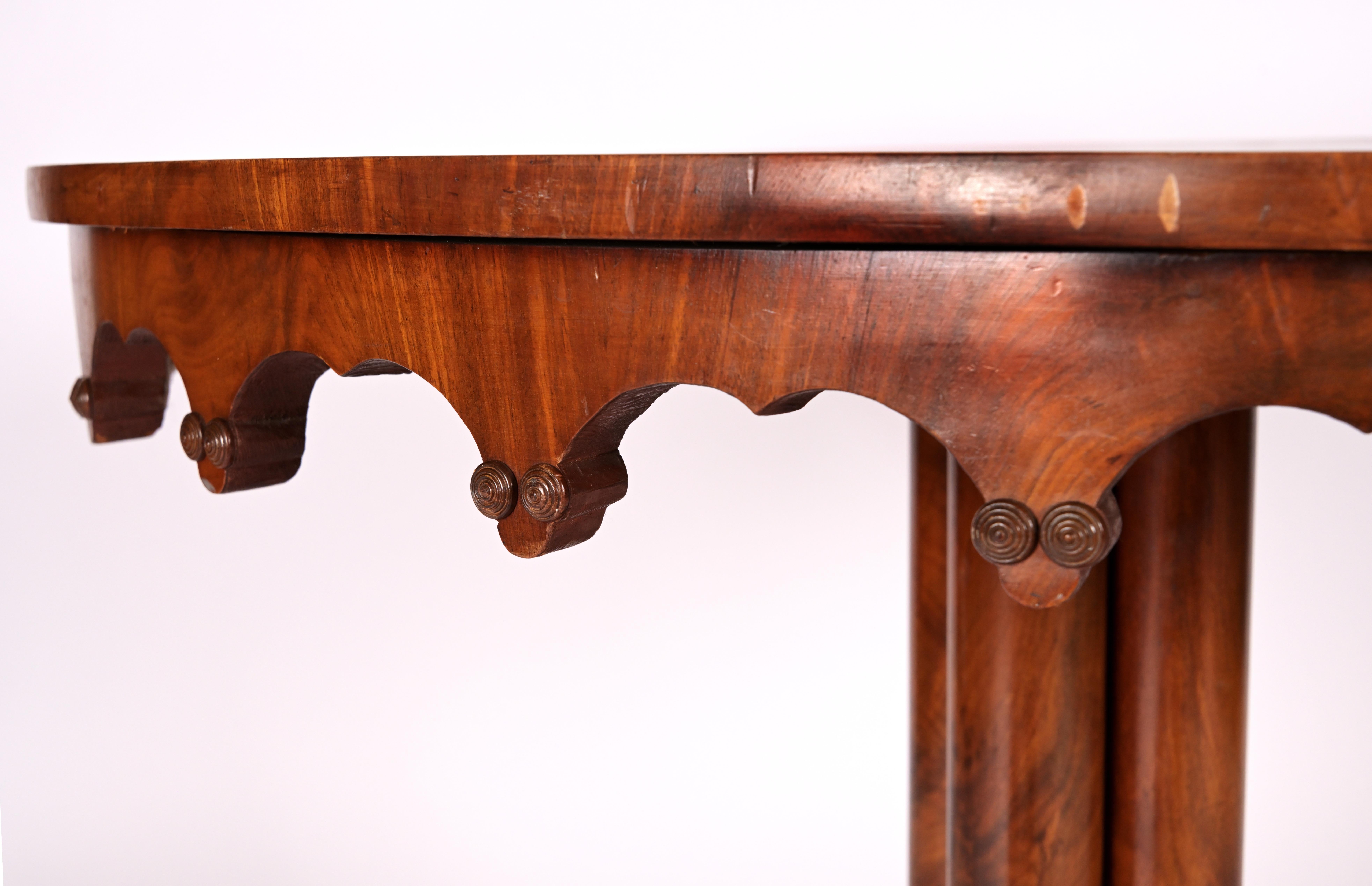 European Late 19th Century Neo-Gothic Mahogany Table For Sale