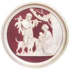 Late 19th Century Neoclassical Bisque Wall Roundel Plaque Relief