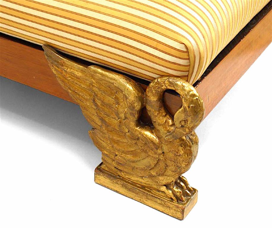 19th Century Continental Neoclassic Yellow Silk Chaise For Sale