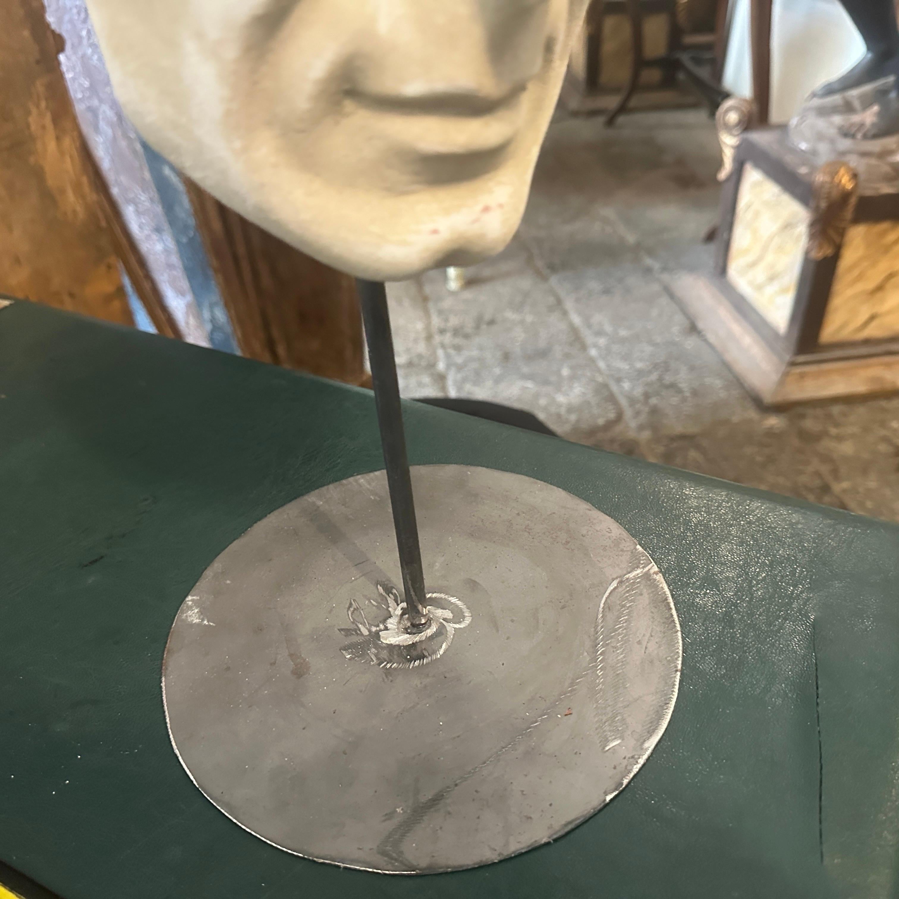 Late 19th Century Neoclassical White Marble Italian Man's Head on an Iron Base For Sale 3