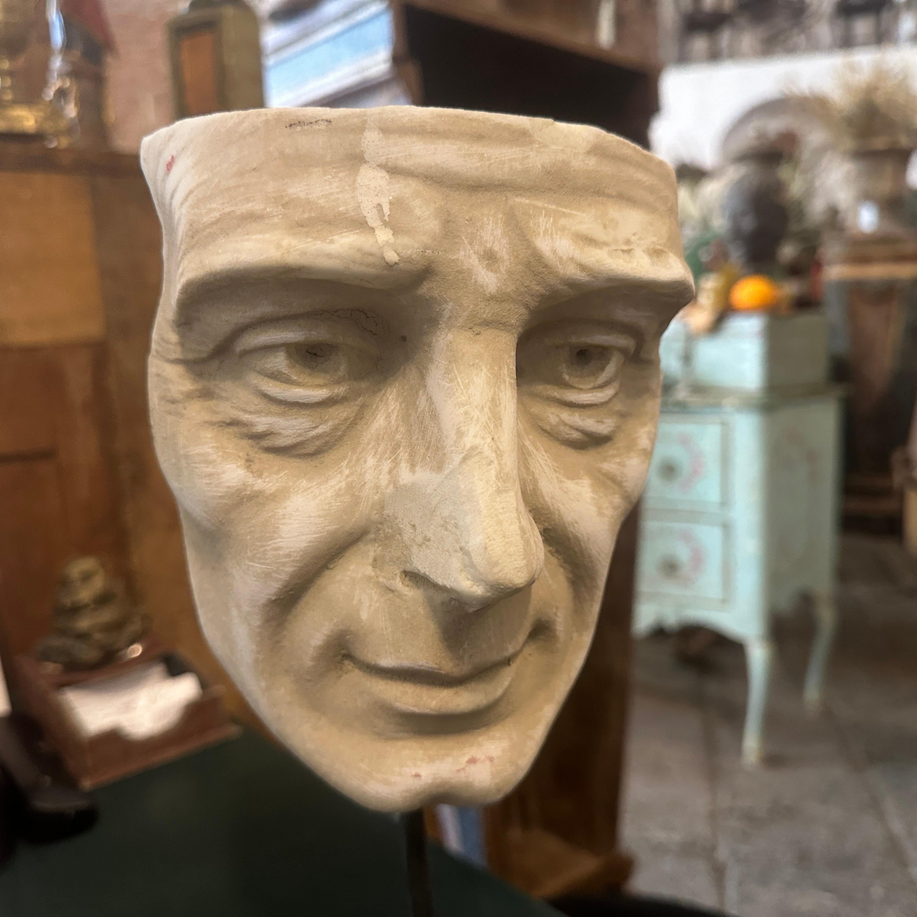 Late 19th Century Neoclassical White Marble Italian Man's Head on an Iron Base For Sale 5