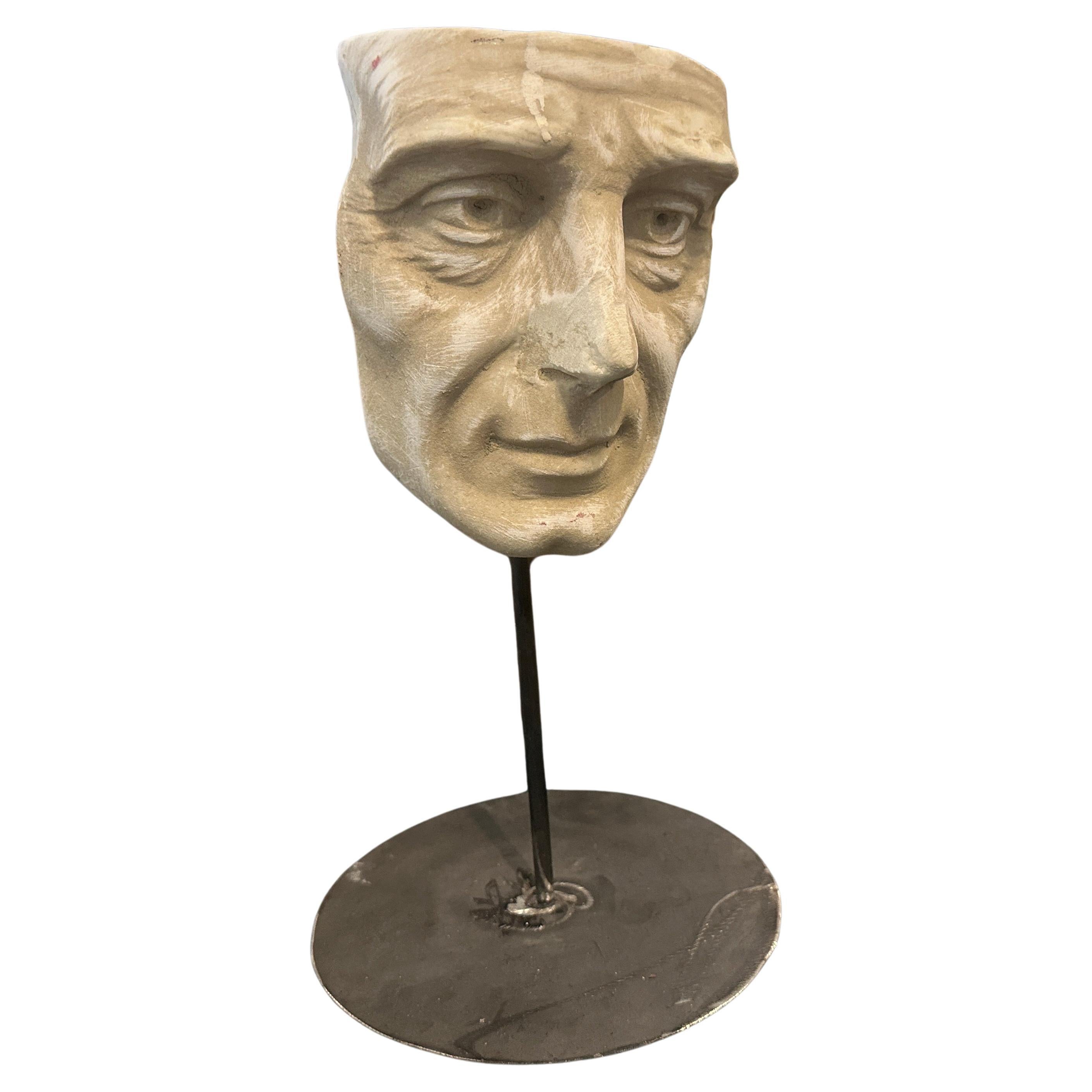 Late 19th Century Neoclassical White Marble Italian Man's Head on an Iron Base For Sale