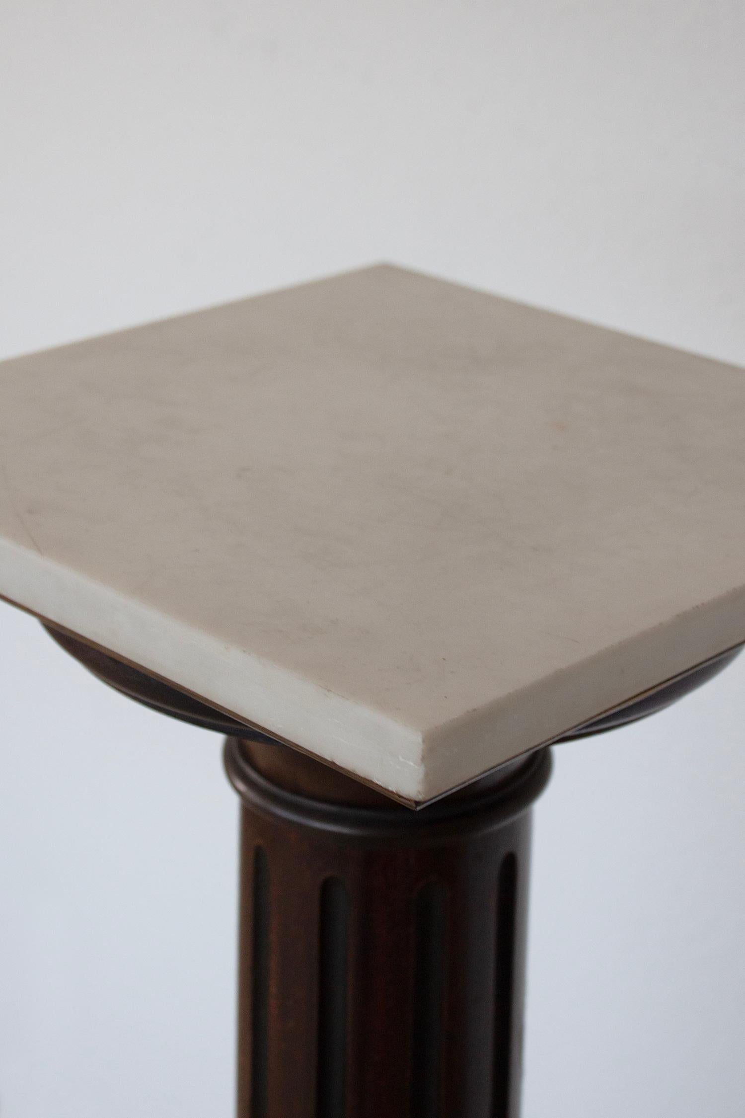 Late 19th century Neoclassical wood, marble and brass display pedestal 3