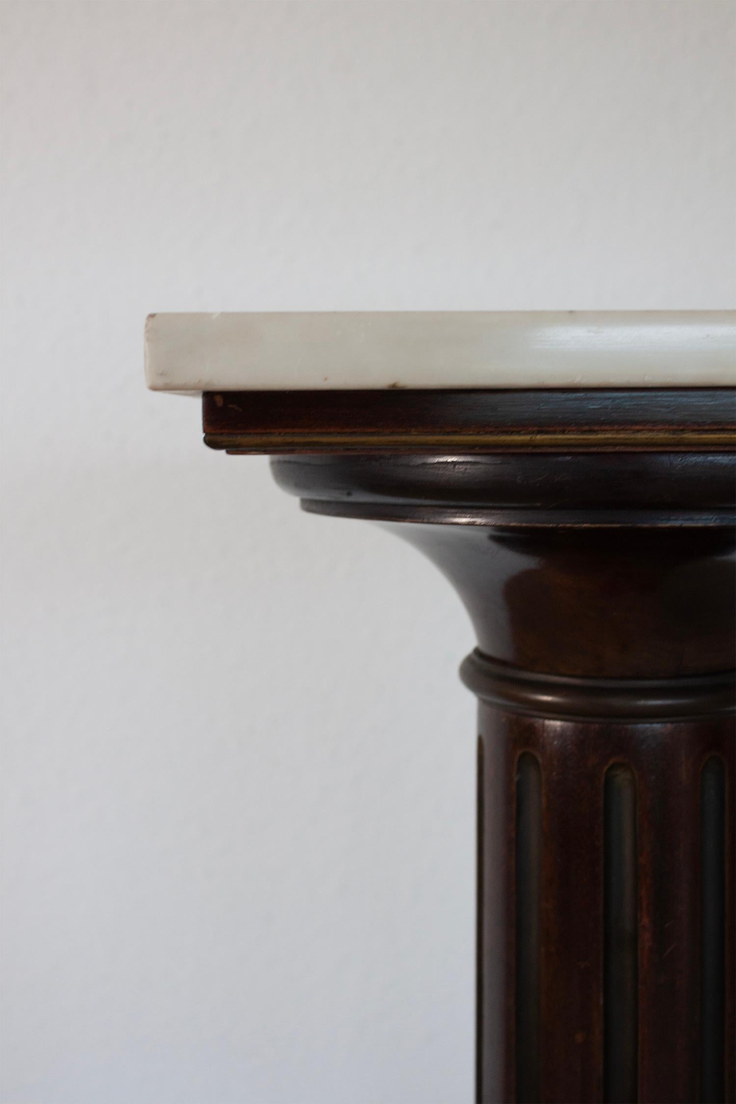 19th Century Late 19th century Neoclassical wood, marble and brass display pedestal