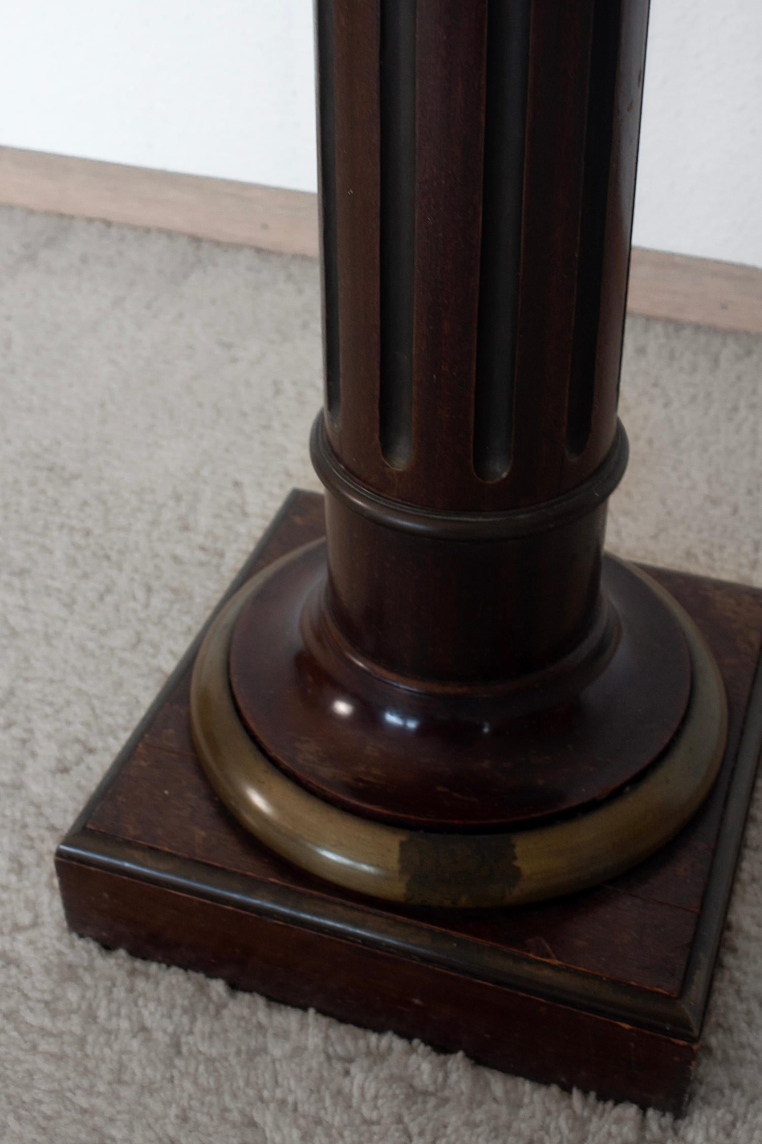 Brass Late 19th century Neoclassical wood, marble and brass display pedestal