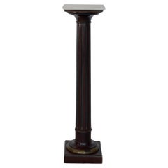 Late 19th century Neoclassical wood, marble and brass display pedestal