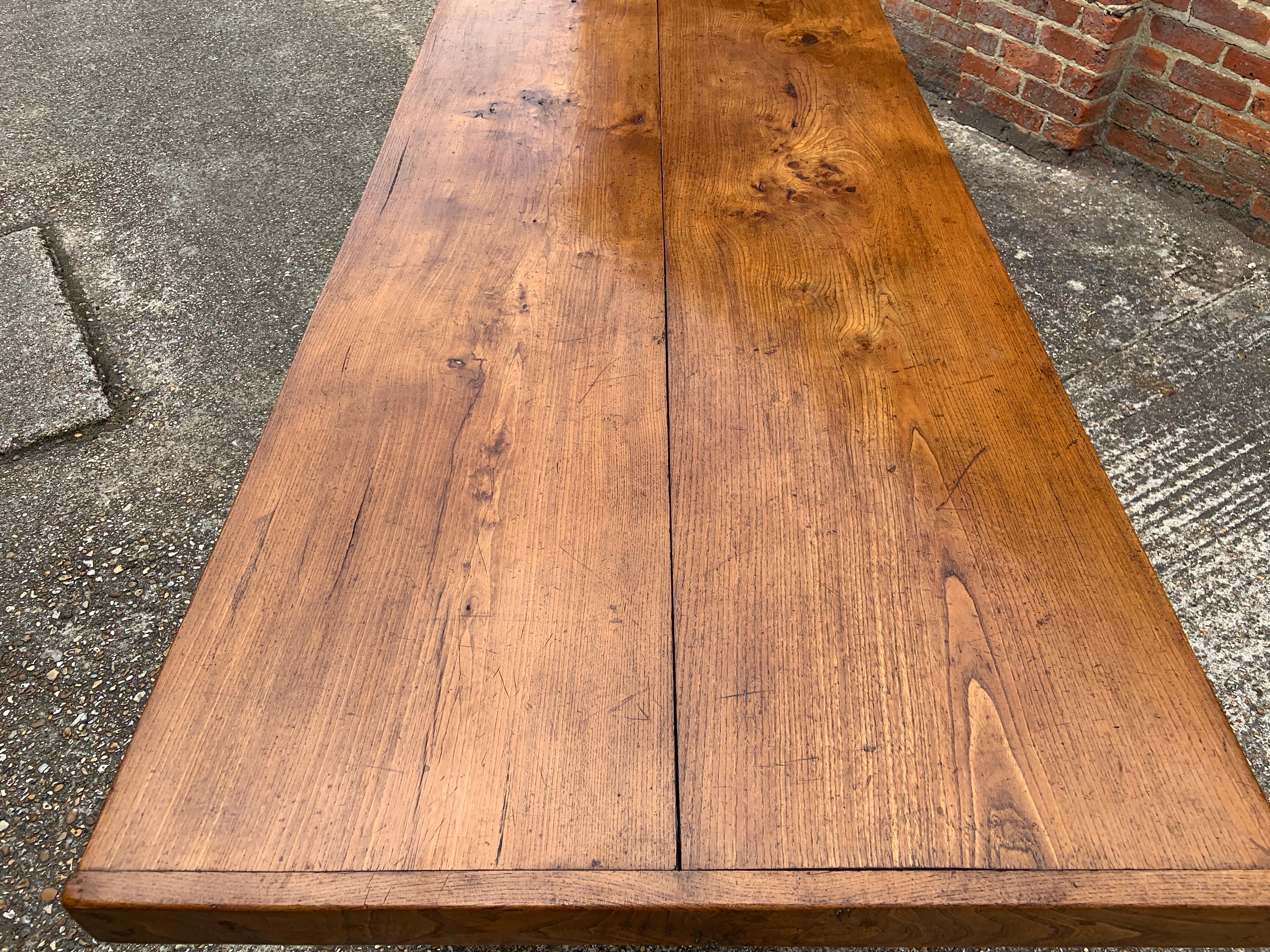 Hand-Crafted Late 19th Century Normandy Elm Farmhouse Table