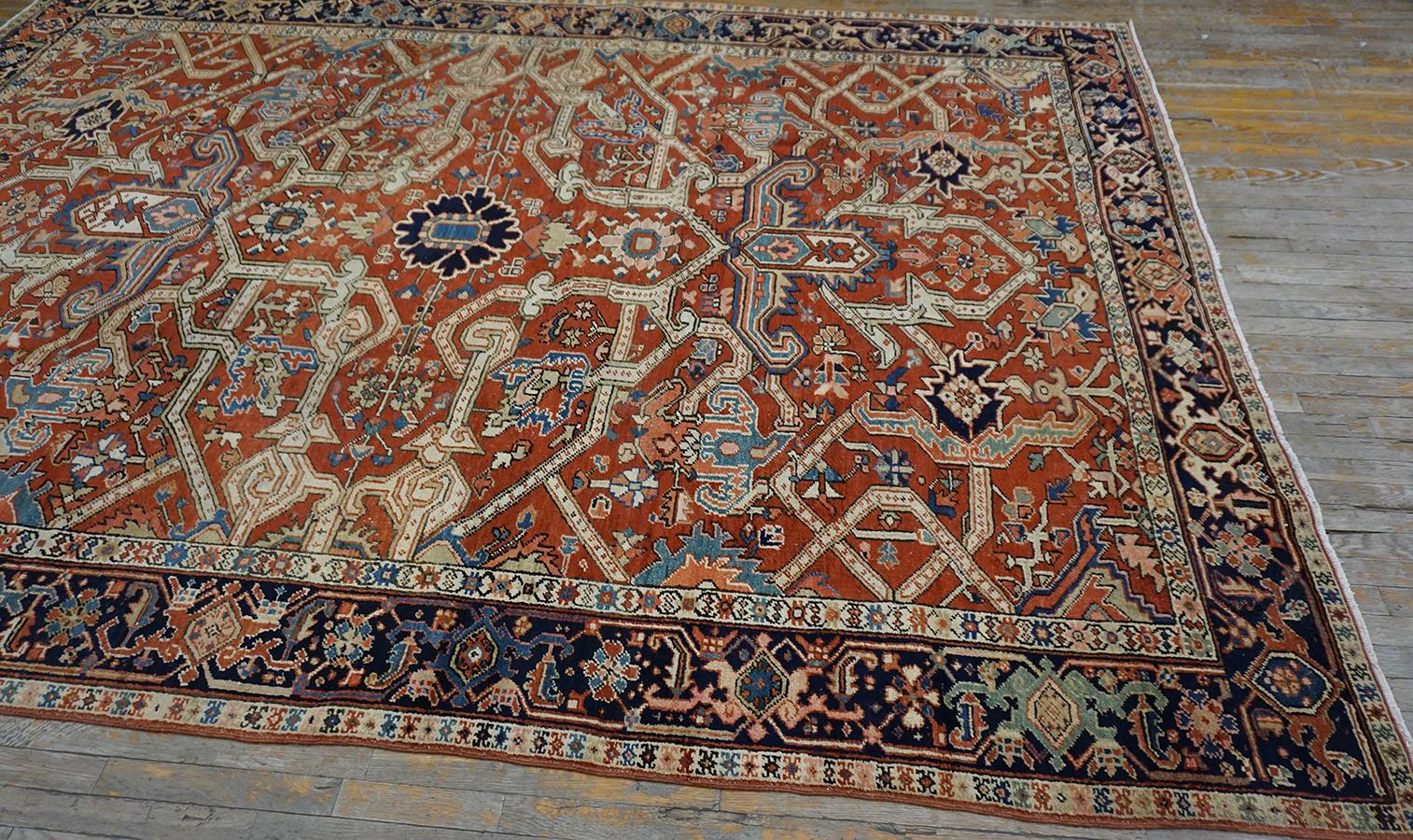 Annodato a mano Fine del XIX secolo N.W. Tappeto Persiano Heriz ( 8'3'' x 11'6'' - 250 x 350 cm ) in vendita