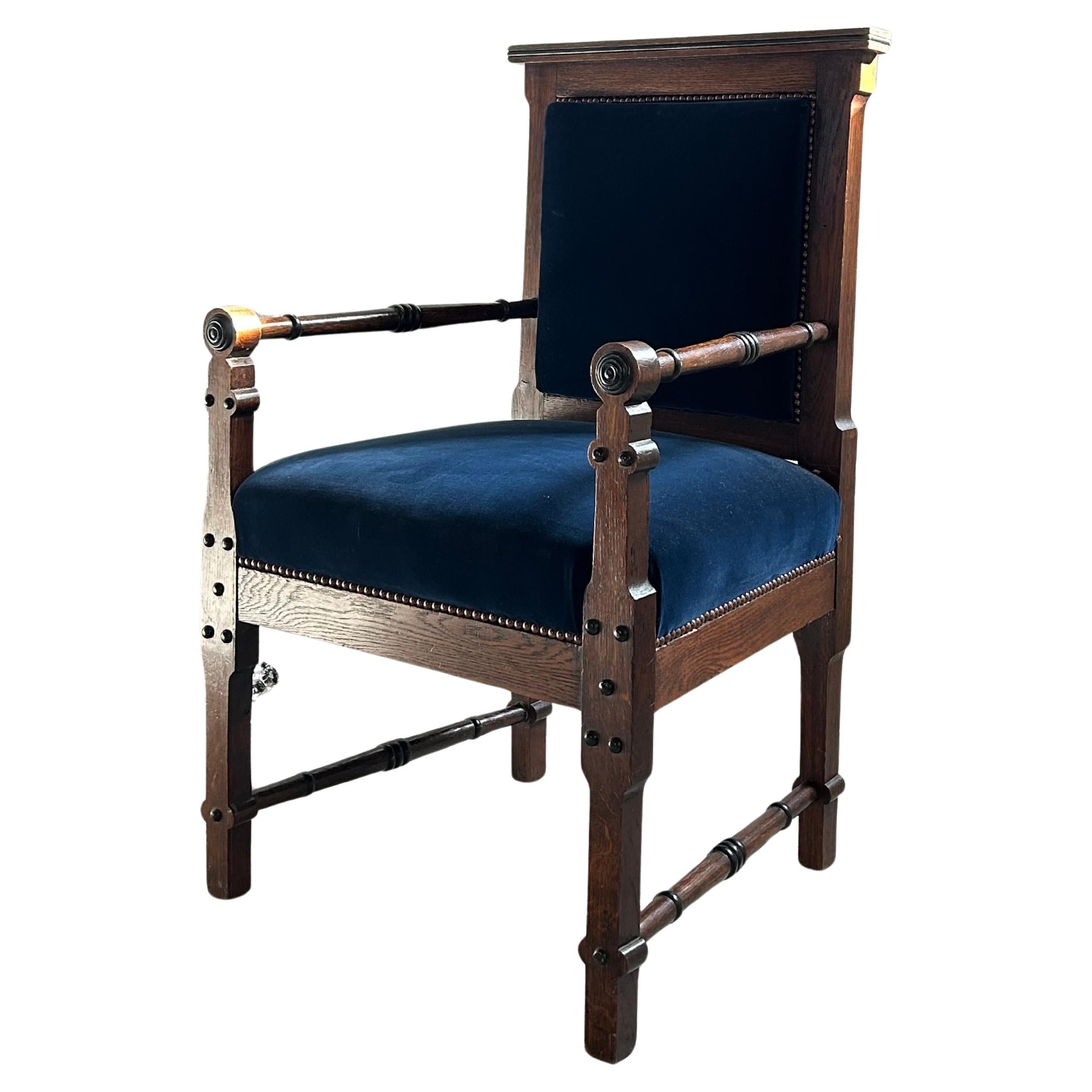 Sillón de roble de finales del siglo XIX de Thorvald Bindesbøll, Dinamarca hacia 1890
