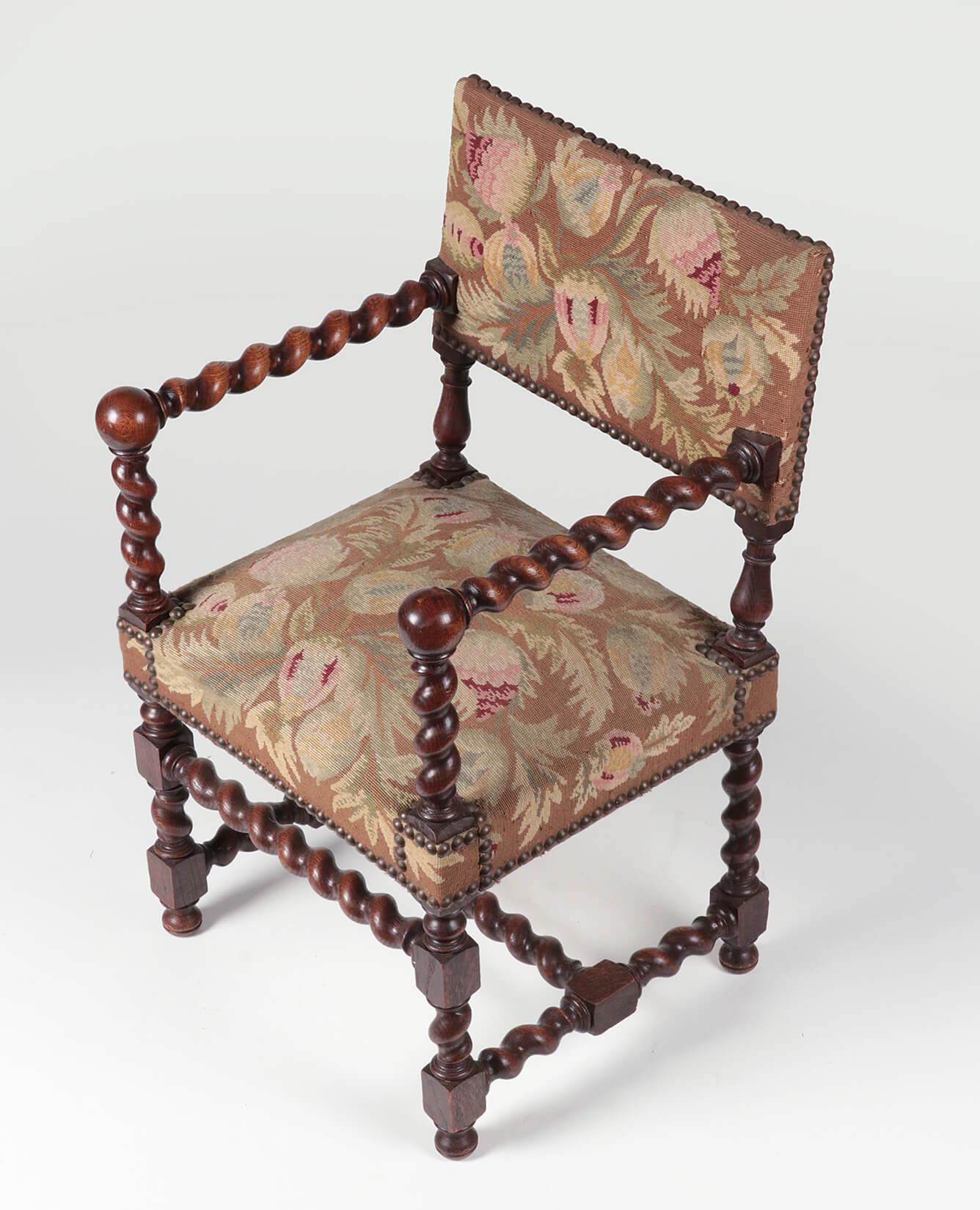 Late 19th Century Oak Armchair Louis XIII Early Baroque Style 5