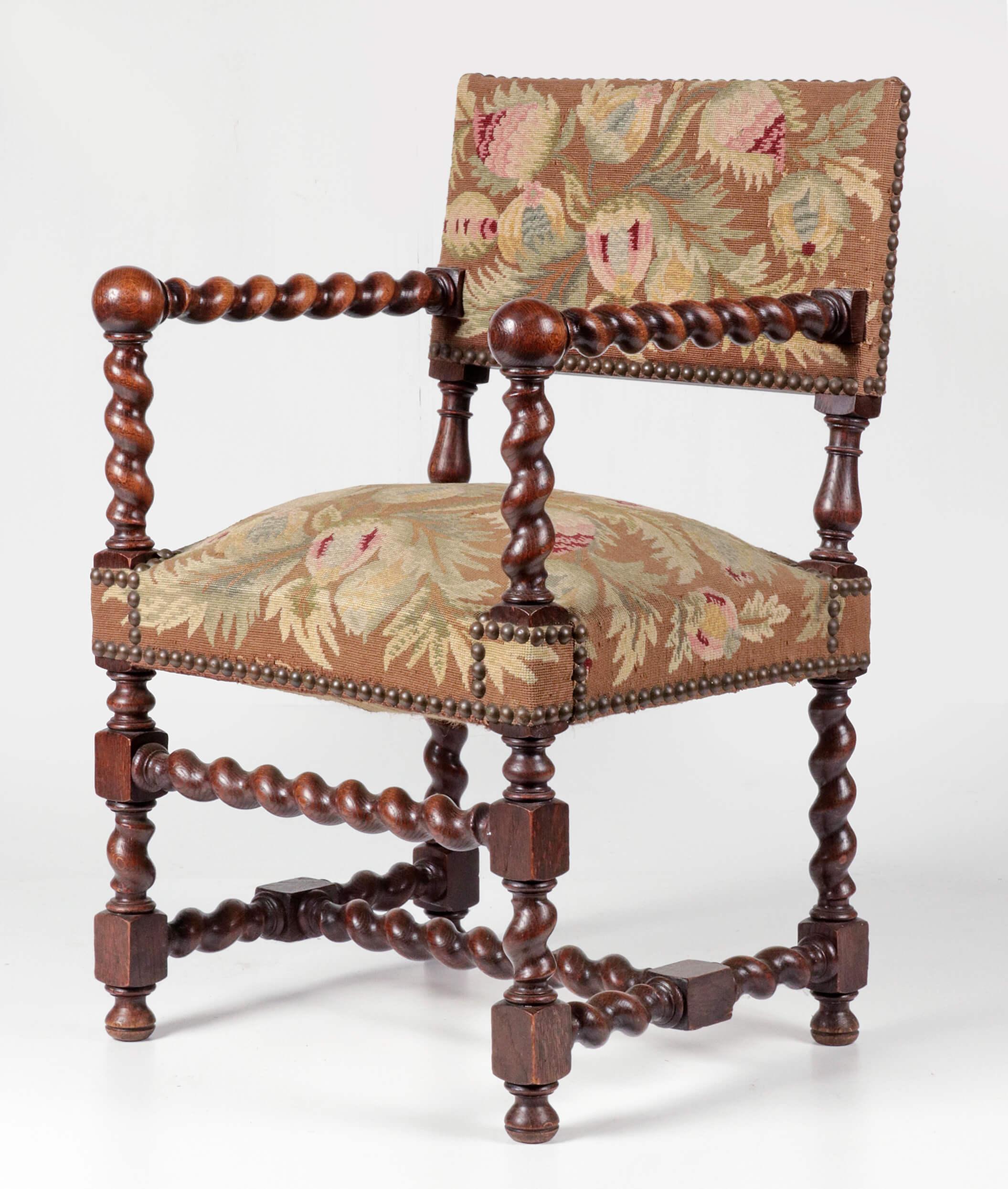 Late 19th Century Oak Armchair Louis XIII Early Baroque Style 14