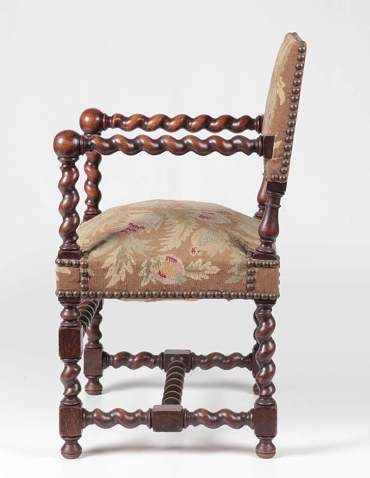 Late 19th Century Oak Armchair Louis XIII Early Baroque Style In Good Condition In Casteren, Noord-Brabant