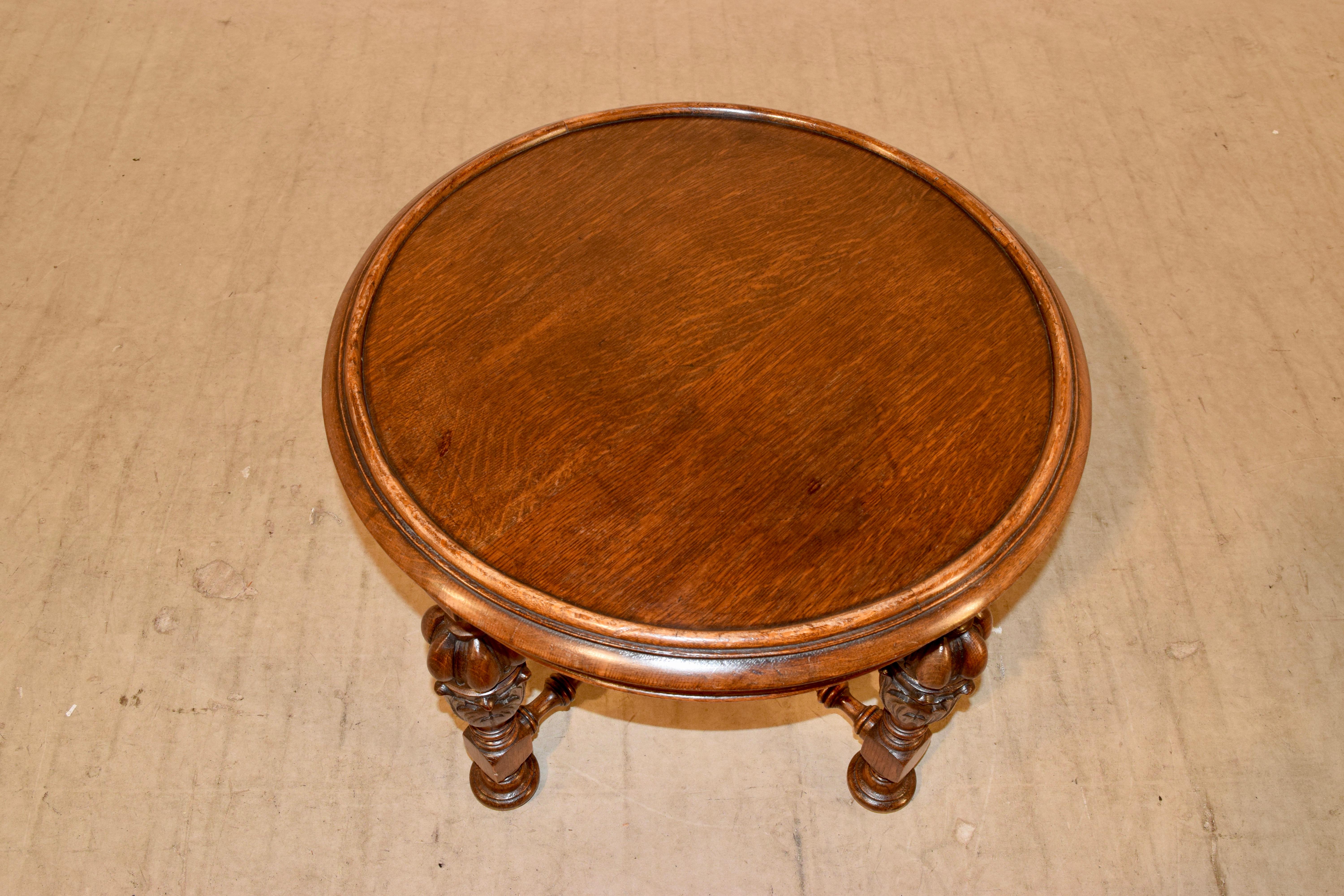 Hand-Carved Late 19th Century Oak Coffee Table
