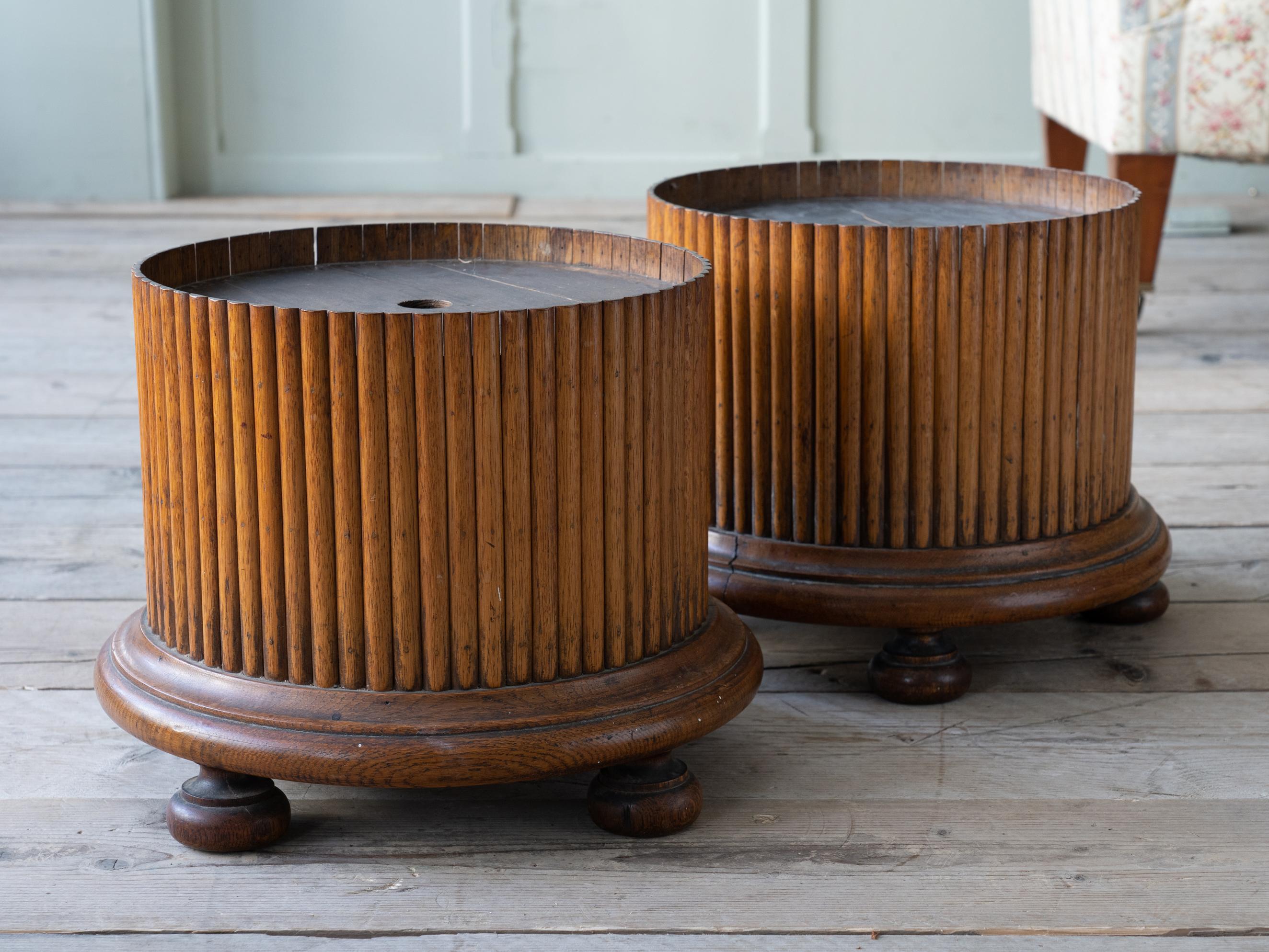 English Late 19th Century Oak Column Plinths