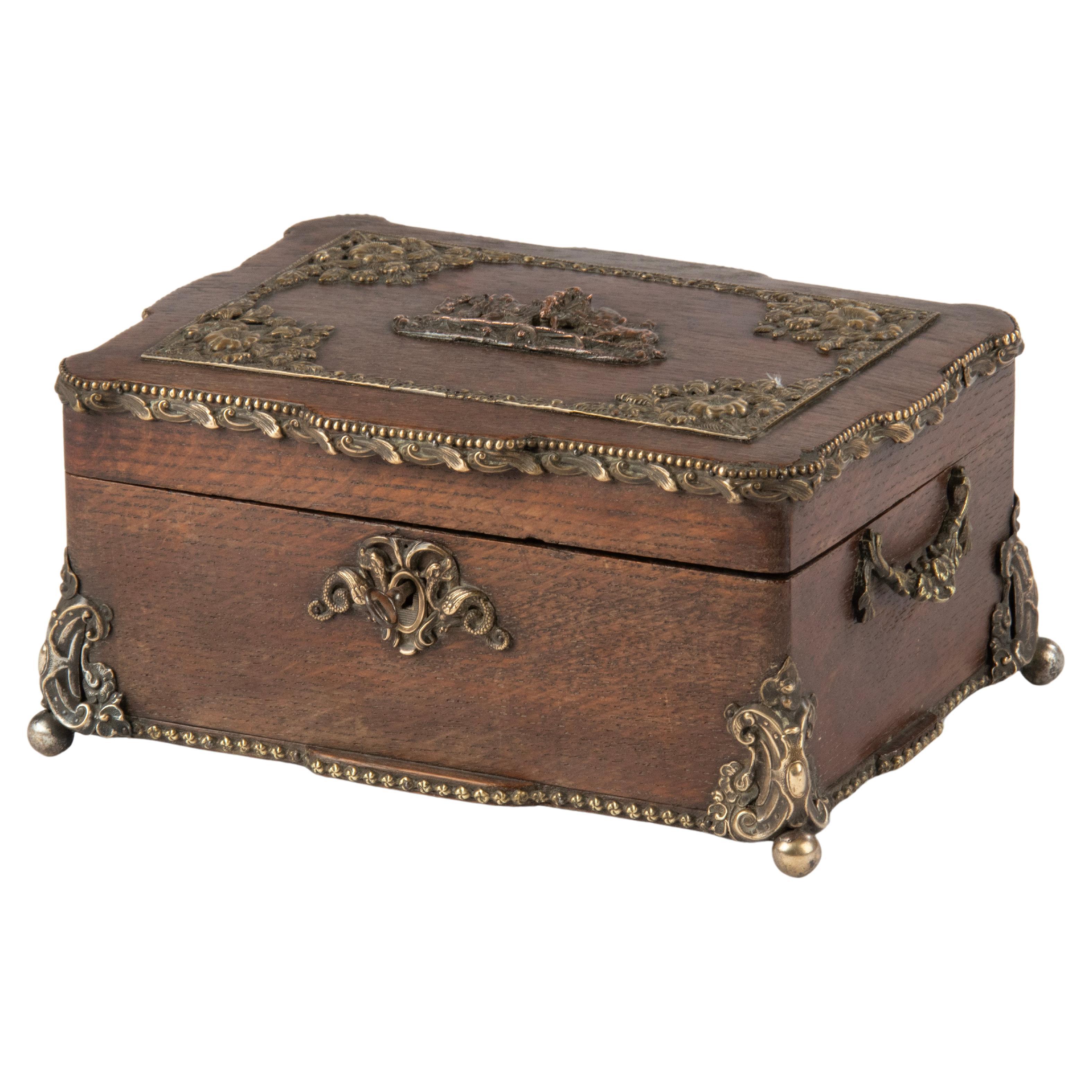 Late 19th Century Oak-Copper French Cigar Box