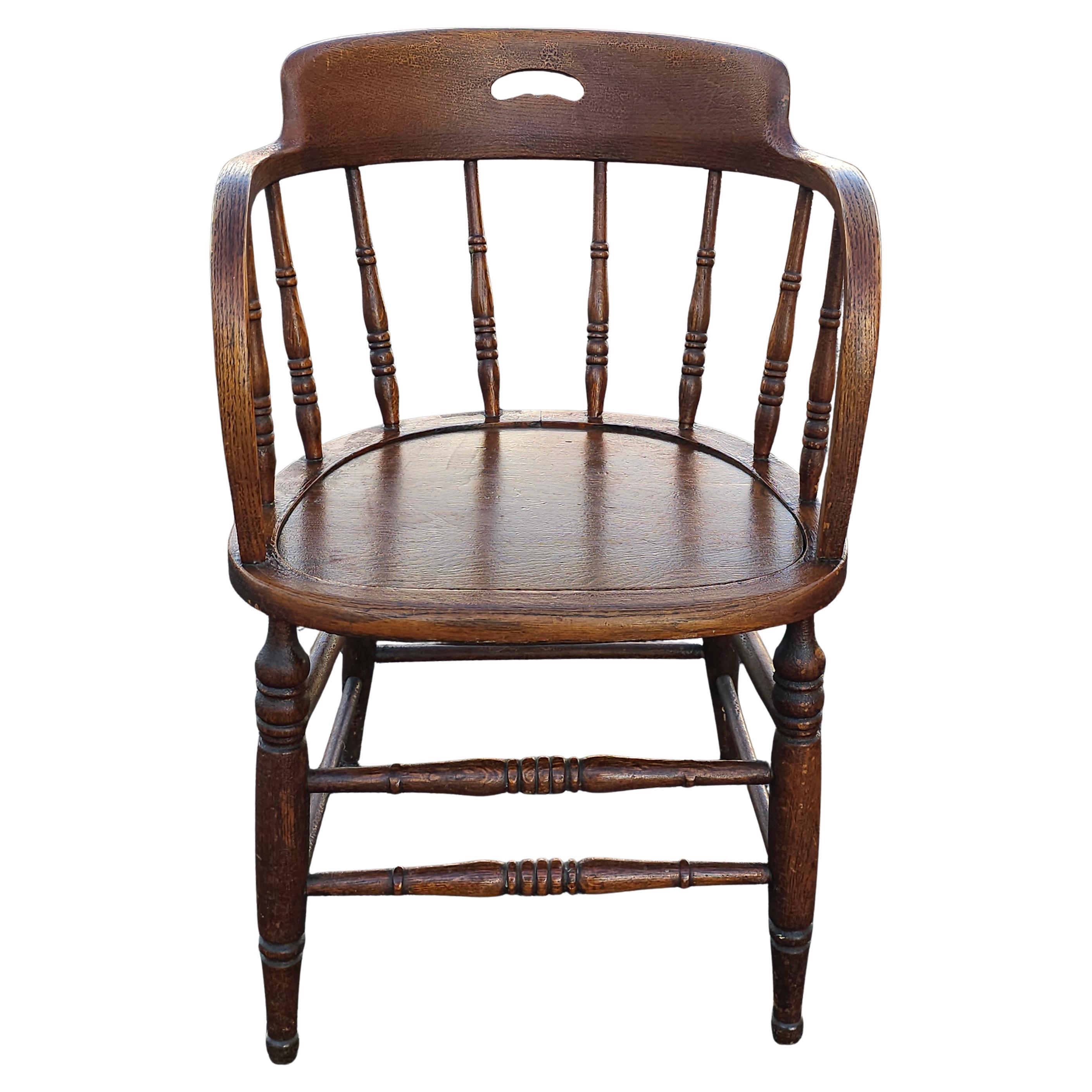 Late 19th Century Oak Firehouse Captain Chair