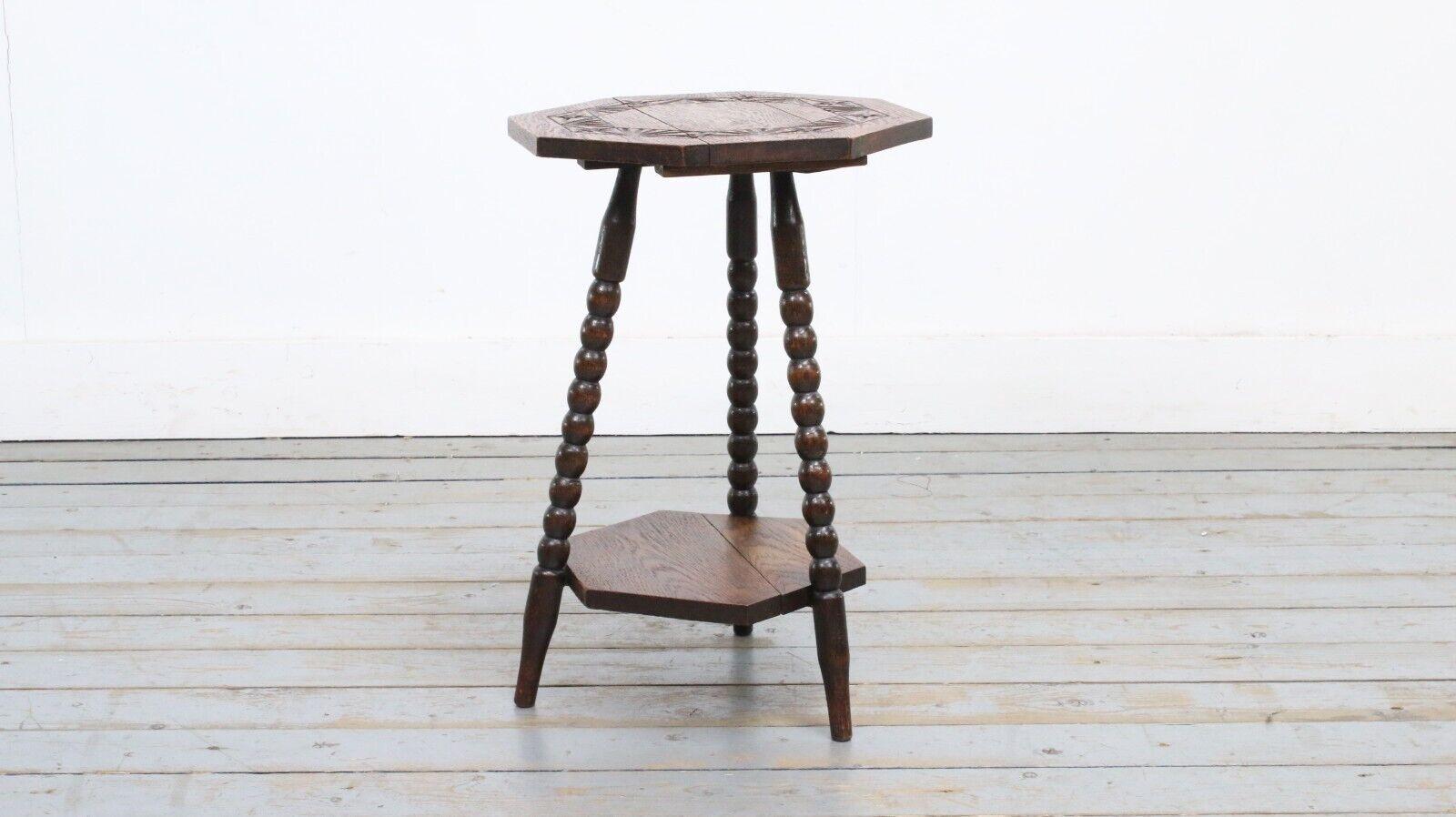 Late 19th Century Oak Gypsy Side Table on Bobbin Turned Legs For Sale 5