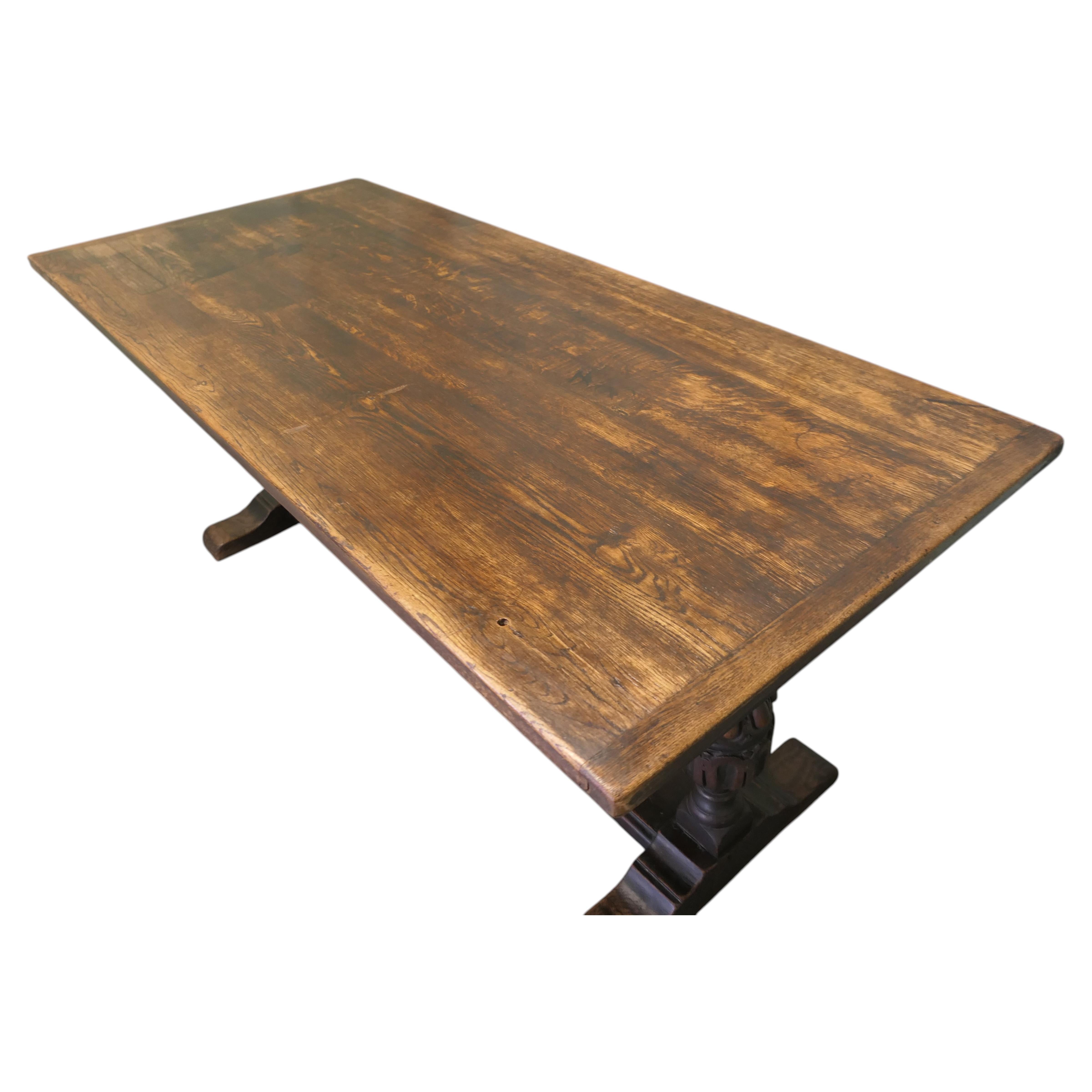 Late 19th Century Oak Refectory Dining Table For Sale