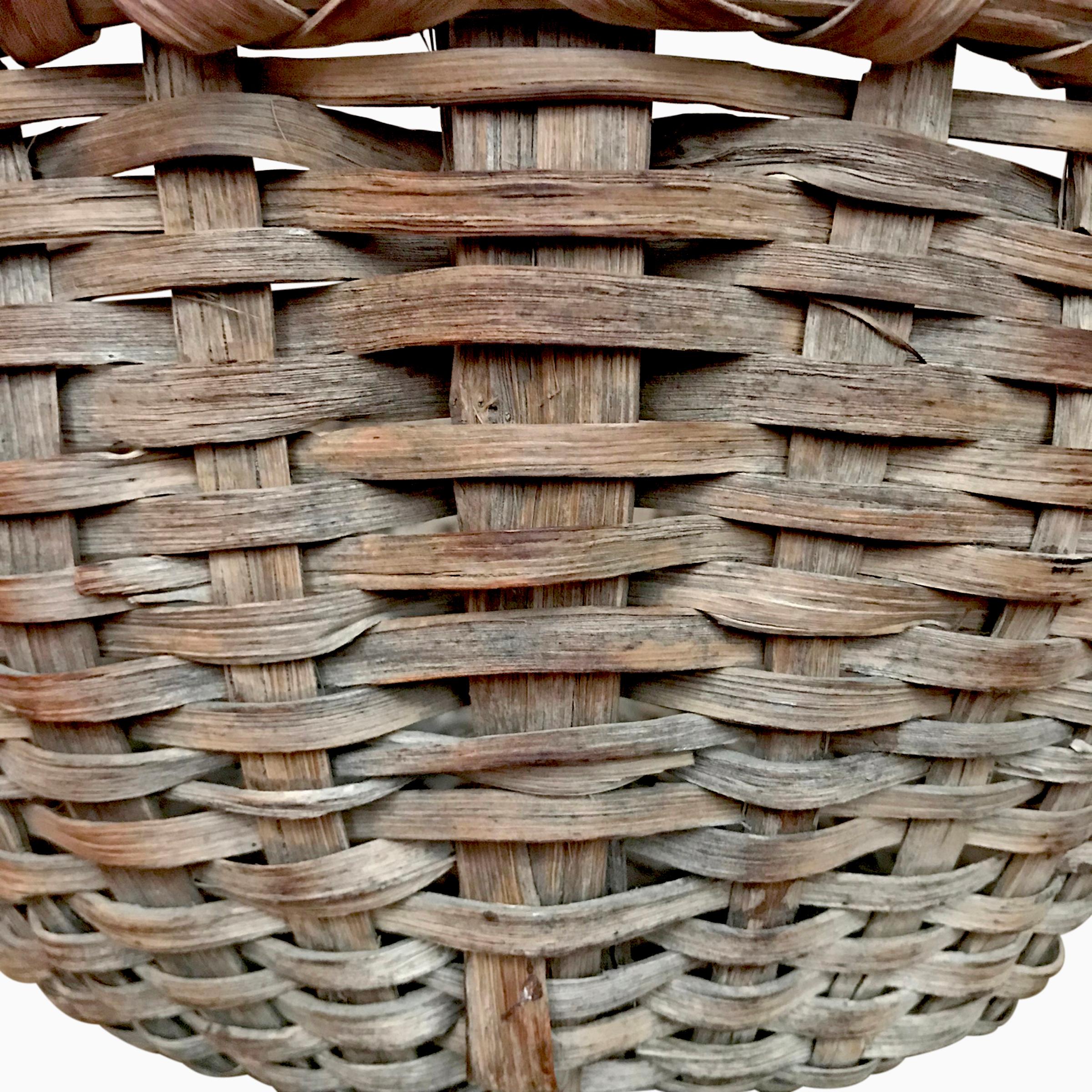 Hand-Woven Late 19th Century Oak Splint Basket
