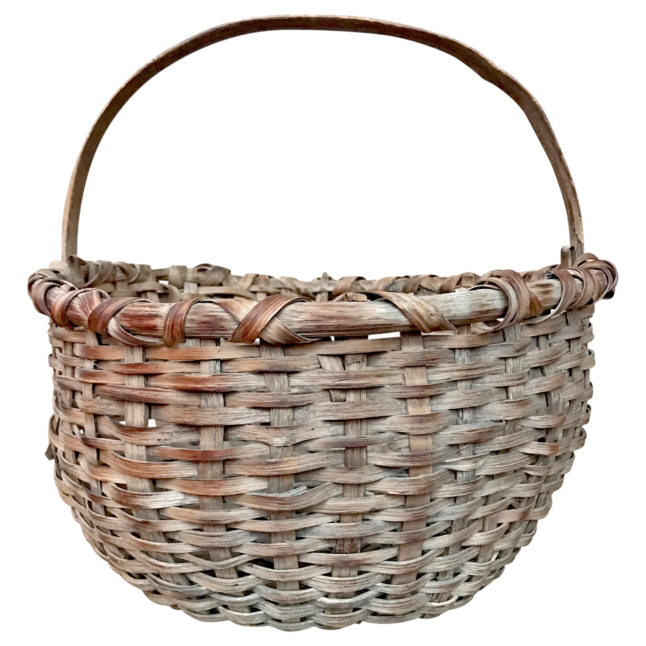 Late 19th Century Oak Splint Basket