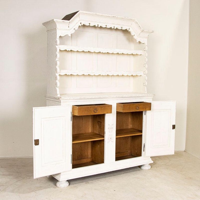 Late 19th Century Oak White Painted Cupboard Cabinet For Sale at 1stDibs