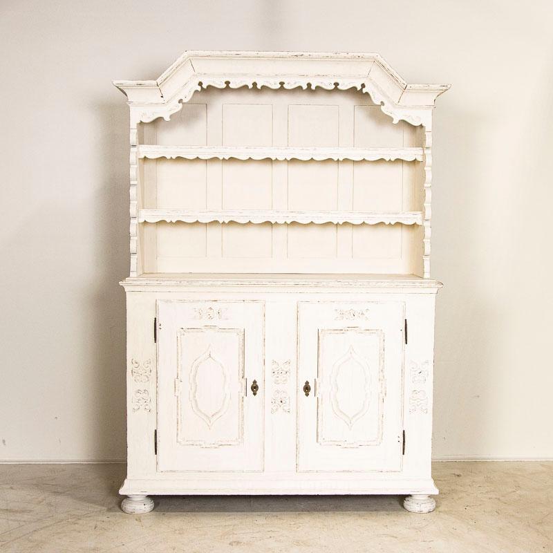 Late 19th Century Oak White Painted Cupboard Cabinet In Good Condition For Sale In Round Top, TX