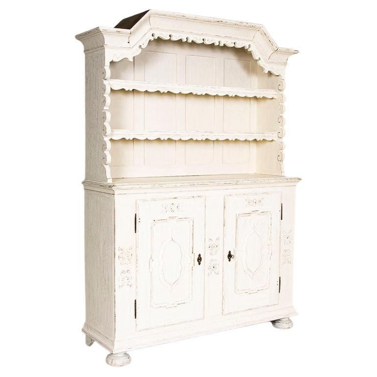 Late 19th Century Oak White Painted Cupboard Cabinet For Sale