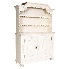 Used Late 19th Century Oak White Painted Cupboard Cabinet