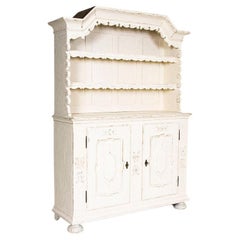 Vintage Late 19th Century Oak White Painted Cupboard Cabinet