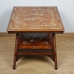 Beistelltisch aus dem späten 19. Jahrhundert mit Chinoiserie-Intarsien aus Knochen