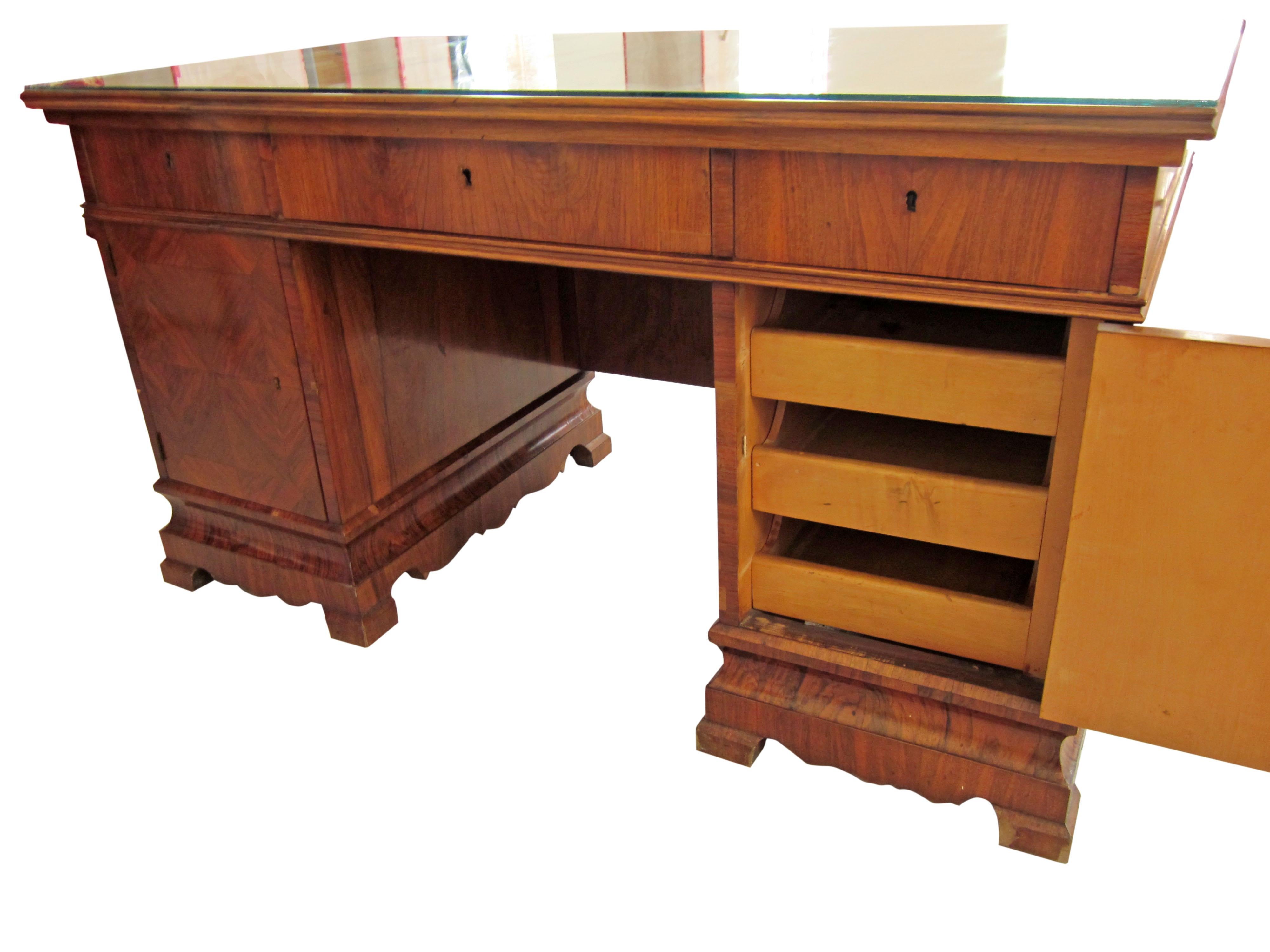 Austrian Late 19th Century Office Furniture Set - 1 Writing Desk, 1 Table, 3 Armchairs For Sale