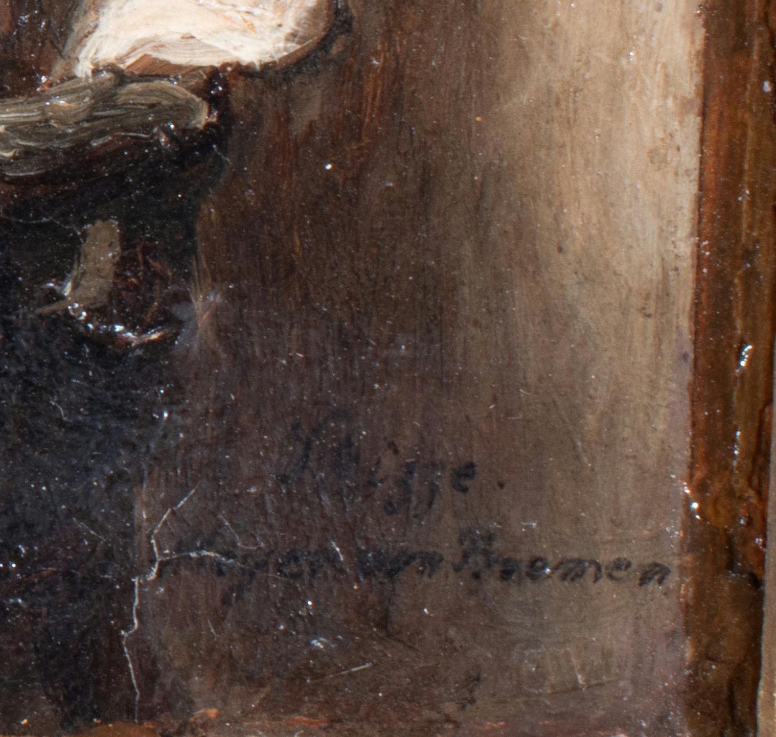 Victorian Late 19th Century Oil on Board by Johann Georg Meyer Van Bremen For Sale