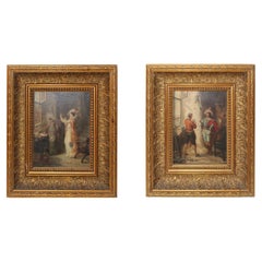 Late 19th Century Oil on Canvas Diptych Painted by Émile Bemindt