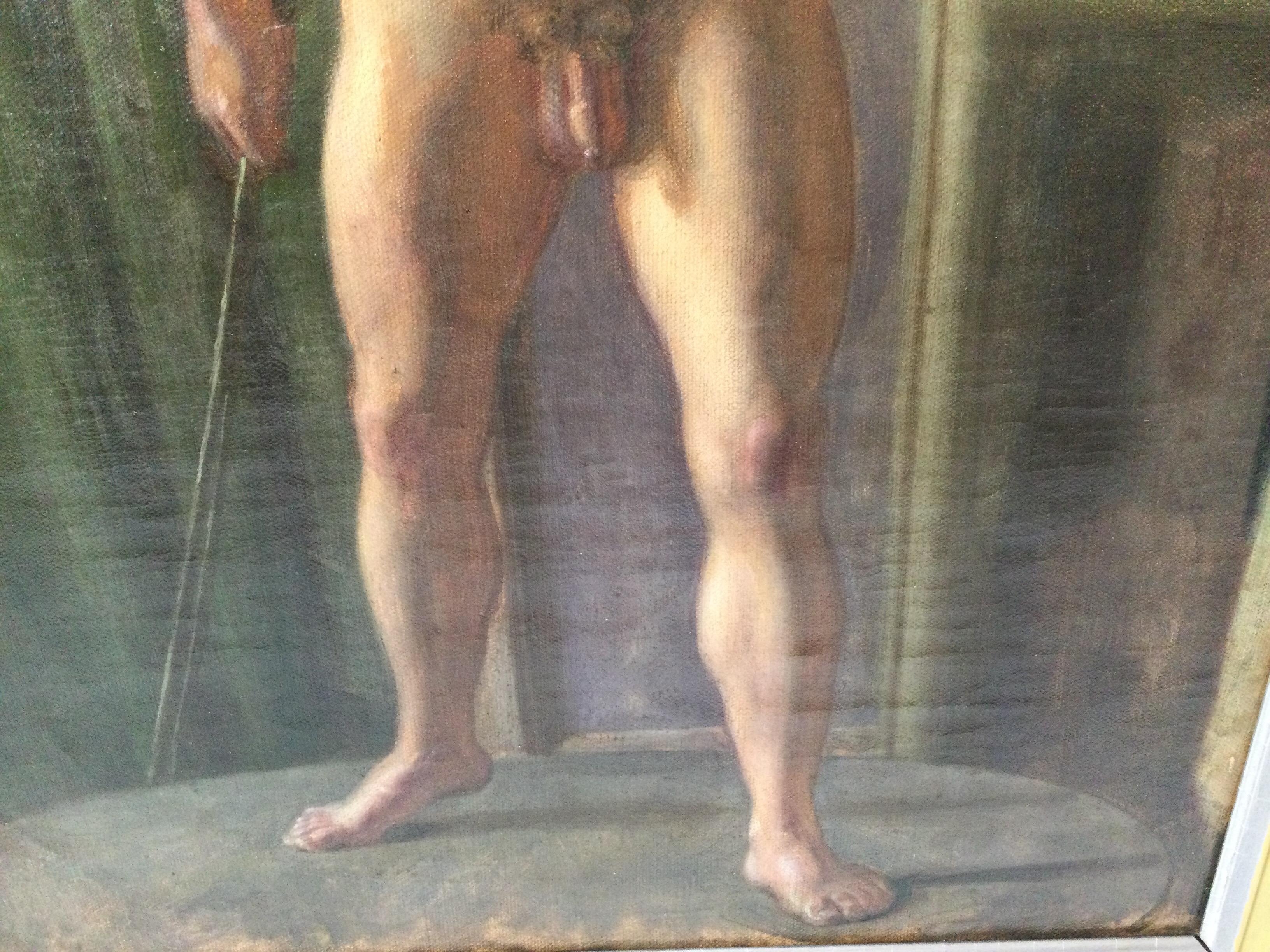 European Late 19th Century Oil on Canvas, Male Nude, Danish School