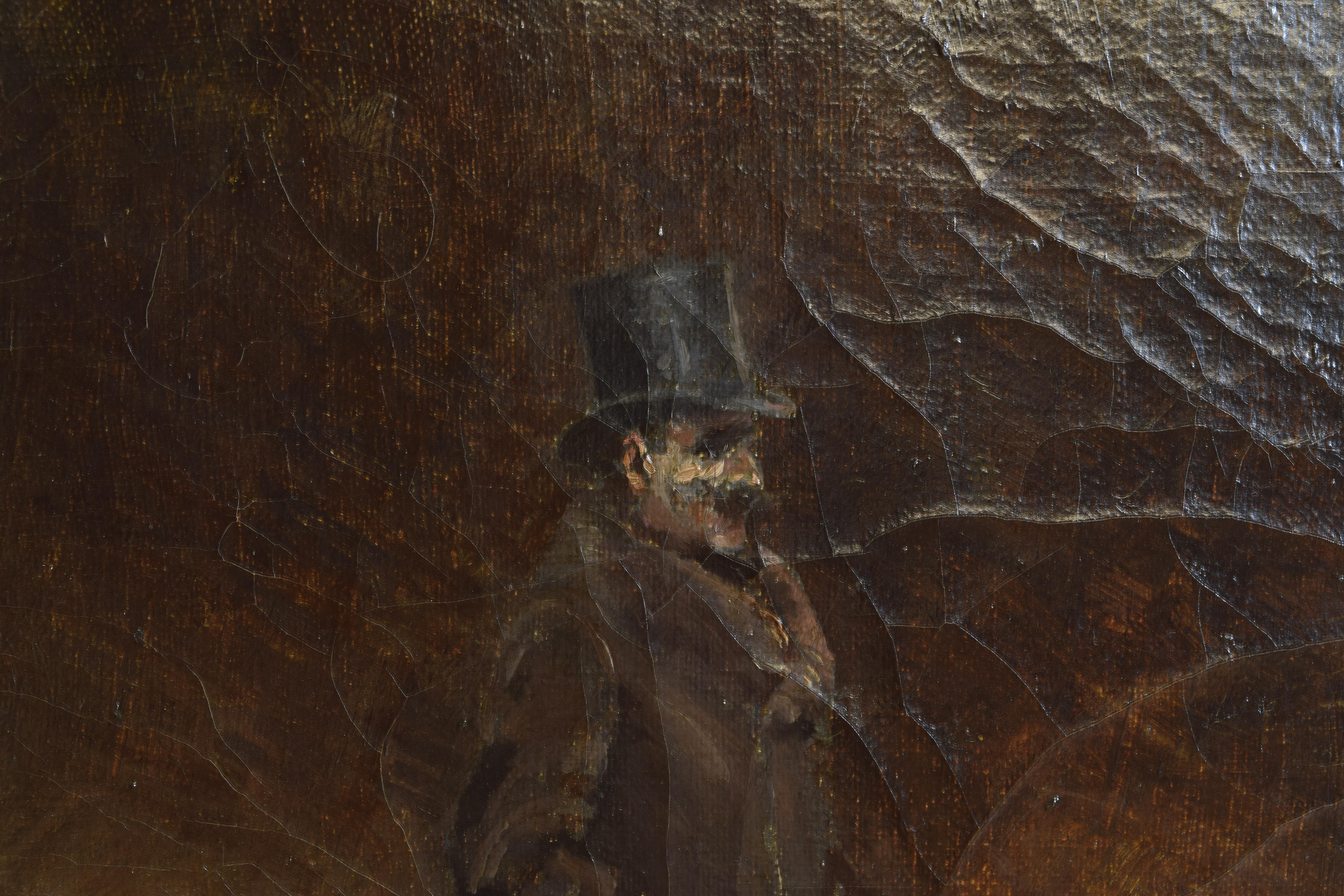Öl auf Leinwand des späten 19. Jahrhunderts:: ein Gentleman im gehobenen Stil in einem Rahmen aus Giltwood im Zustand „Gut“ im Angebot in Atlanta, GA