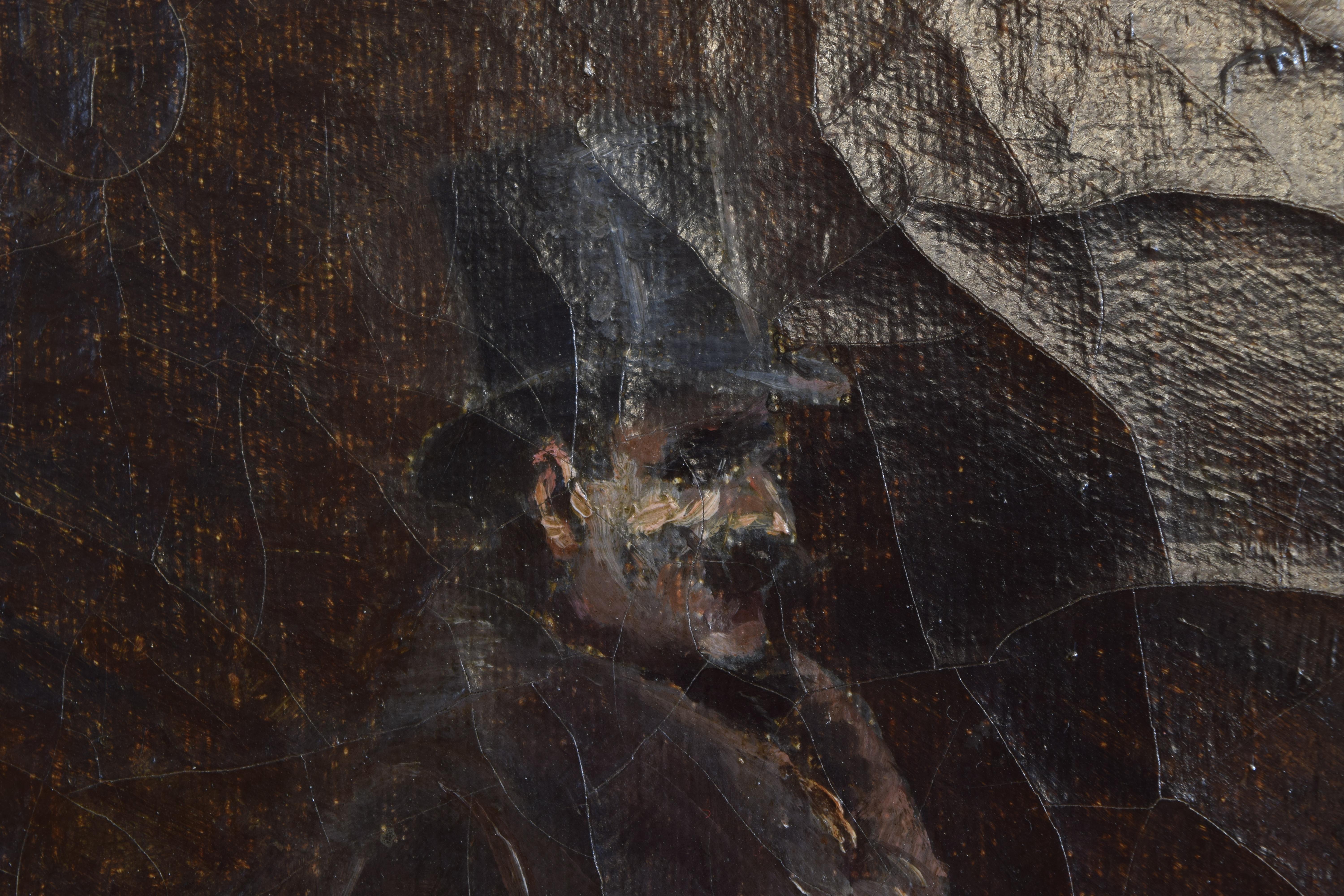 XIXe siècle Huile sur toile de la fin du 19ème siècle représentant un gentleman de style élevé dans un cadre en bois doré en vente