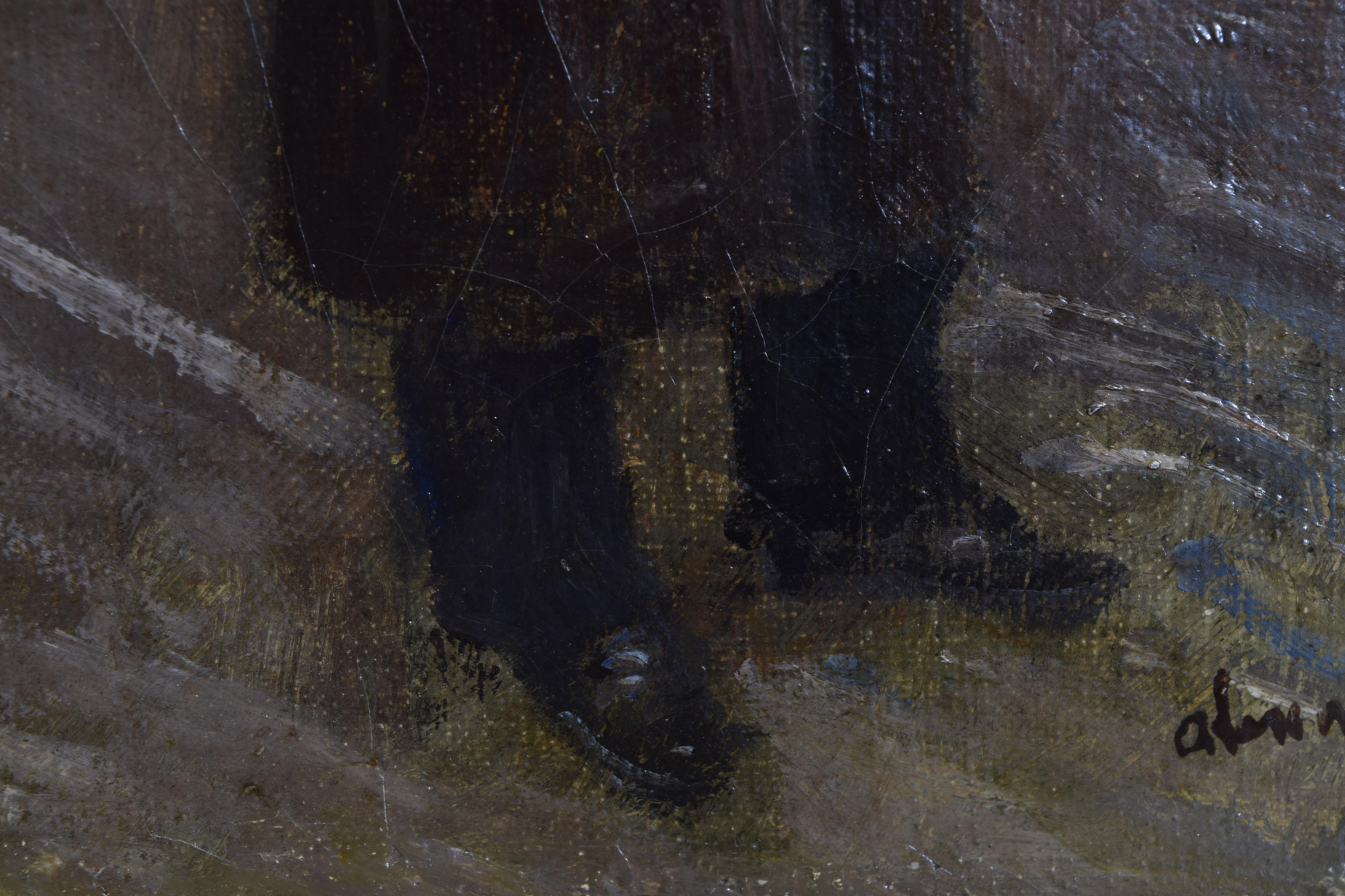 Öl auf Leinwand des späten 19. Jahrhunderts:: ein Gentleman im gehobenen Stil in einem Rahmen aus Giltwood im Angebot 2