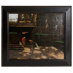 Olio su tela di fine Ottocento con figure giapponesi di Francis Neydhart
