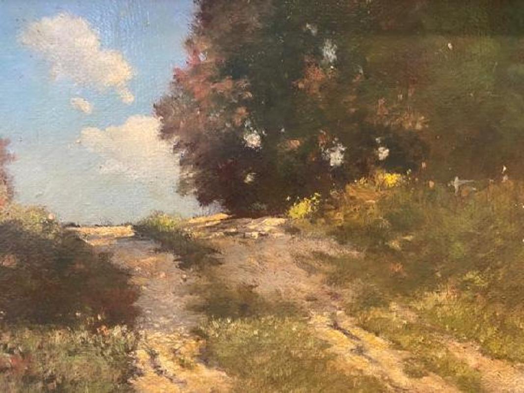 Late 19th century to early 20th century Oil on Canvas Painting of Landscape by De Lancey Walker Gill. De Lancey Walker Gill (1859-1940) was a self taught American artist whose pueblo painting are part of the Smithsonian collection. The landscape in